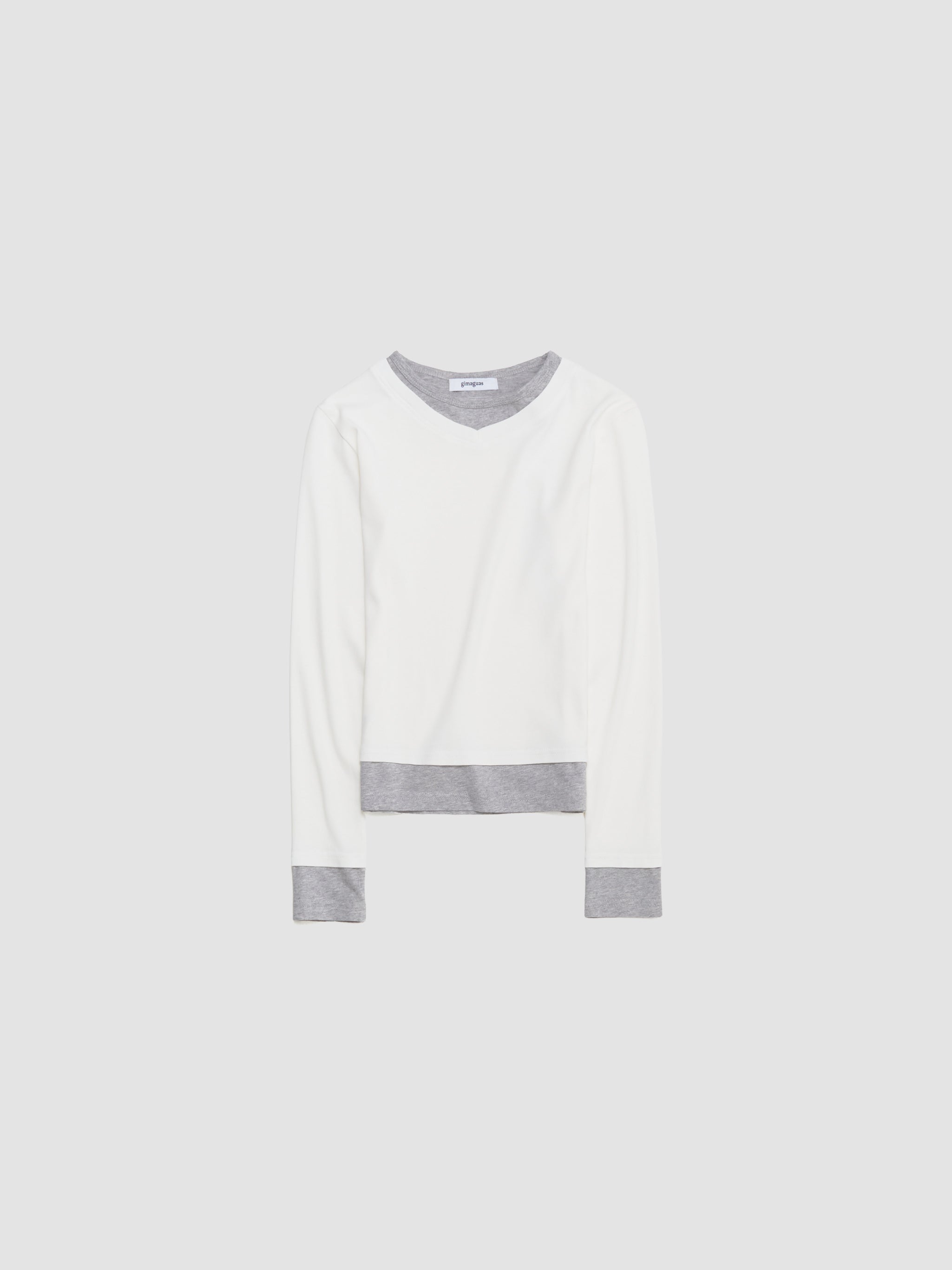 Double-Layer Long Sleeve in White & Grey