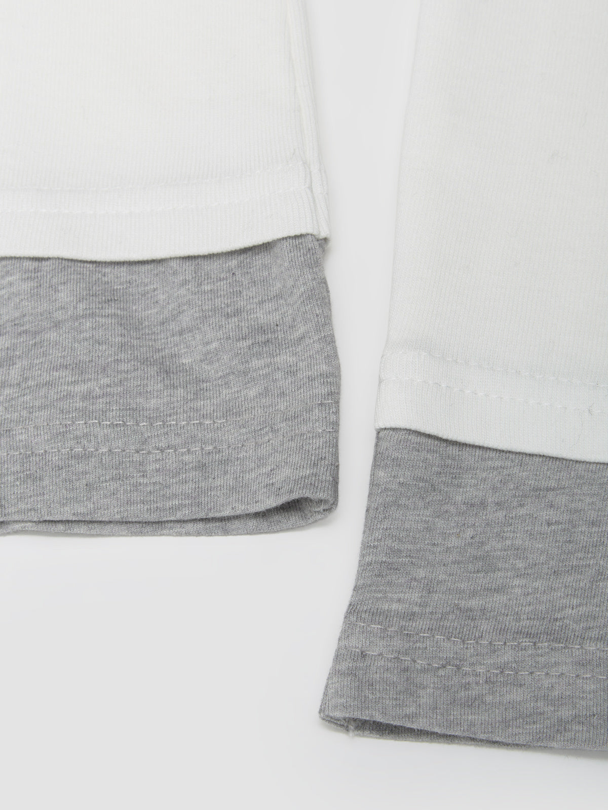 Double-Layer Long Sleeve in White & Grey