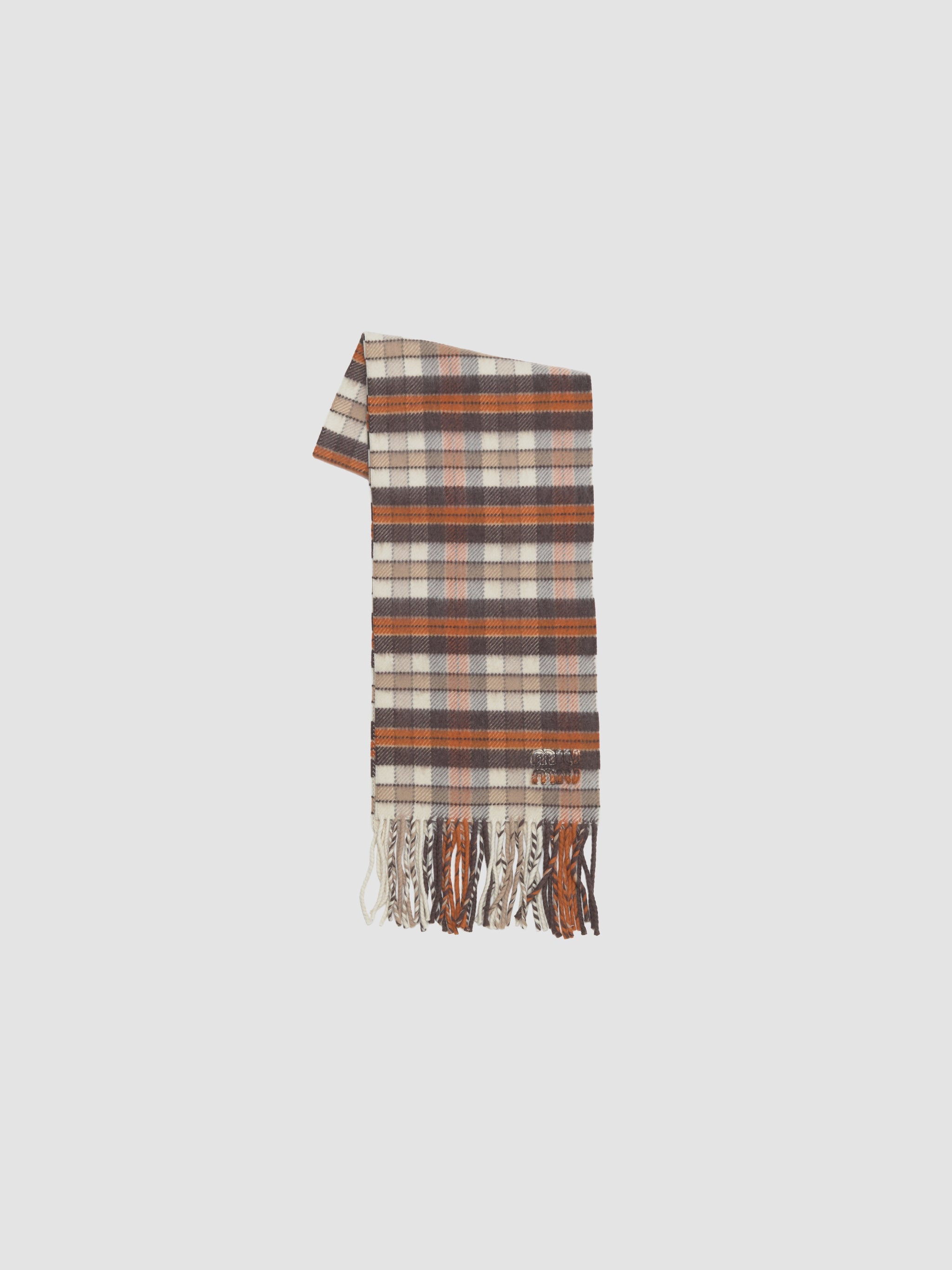 Wool and Cashemere Scarf in Burnt Sienna & Papaya