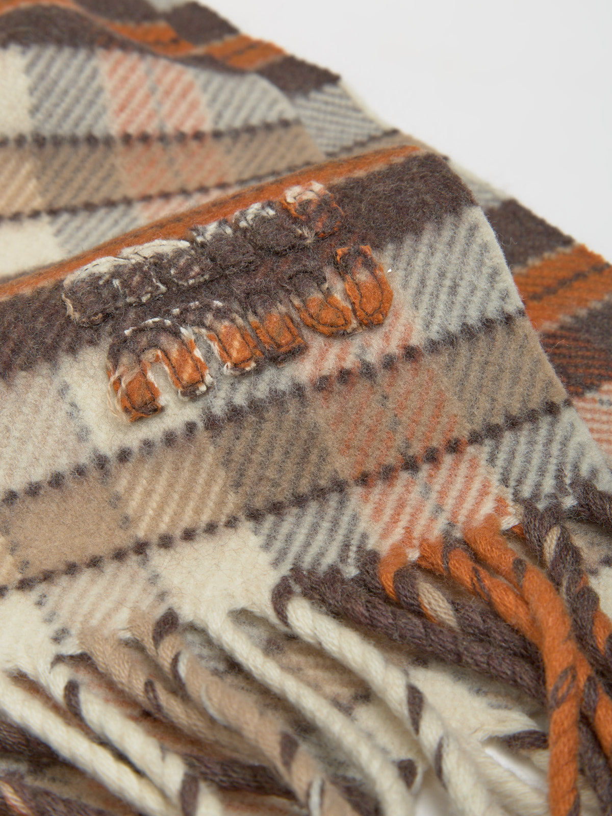 Wool and Cashemere Scarf in Burnt Sienna & Papaya