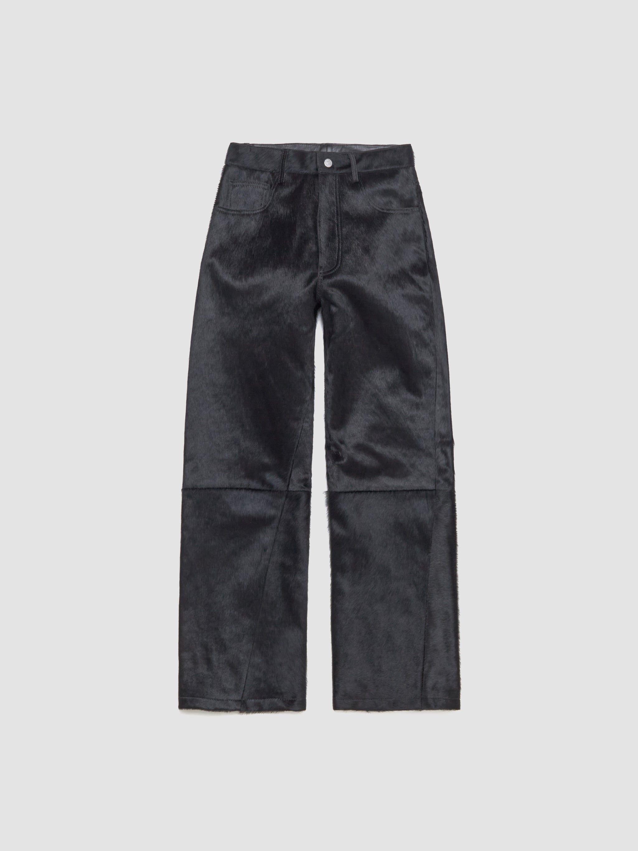 Wide Twist Cow Hide Pants in Black