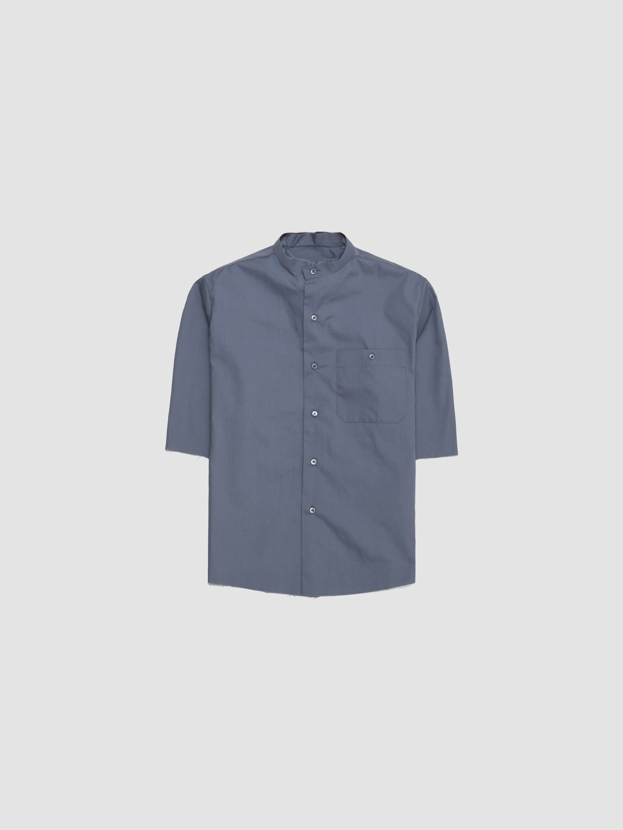 Cotton Blend Short-Sleeved Shirt in Blue