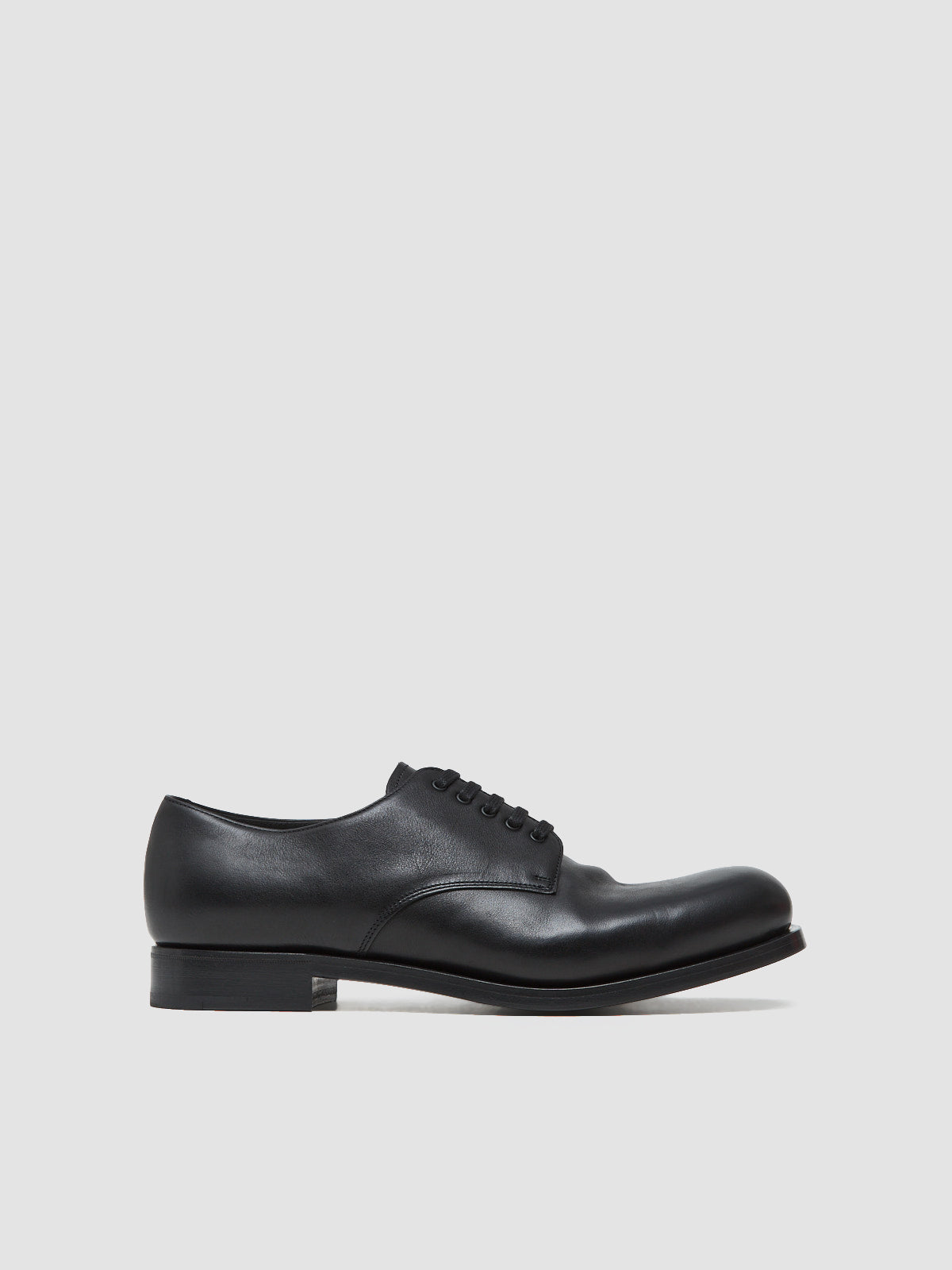 Antique Leather Lace-Up Shoes in Black
