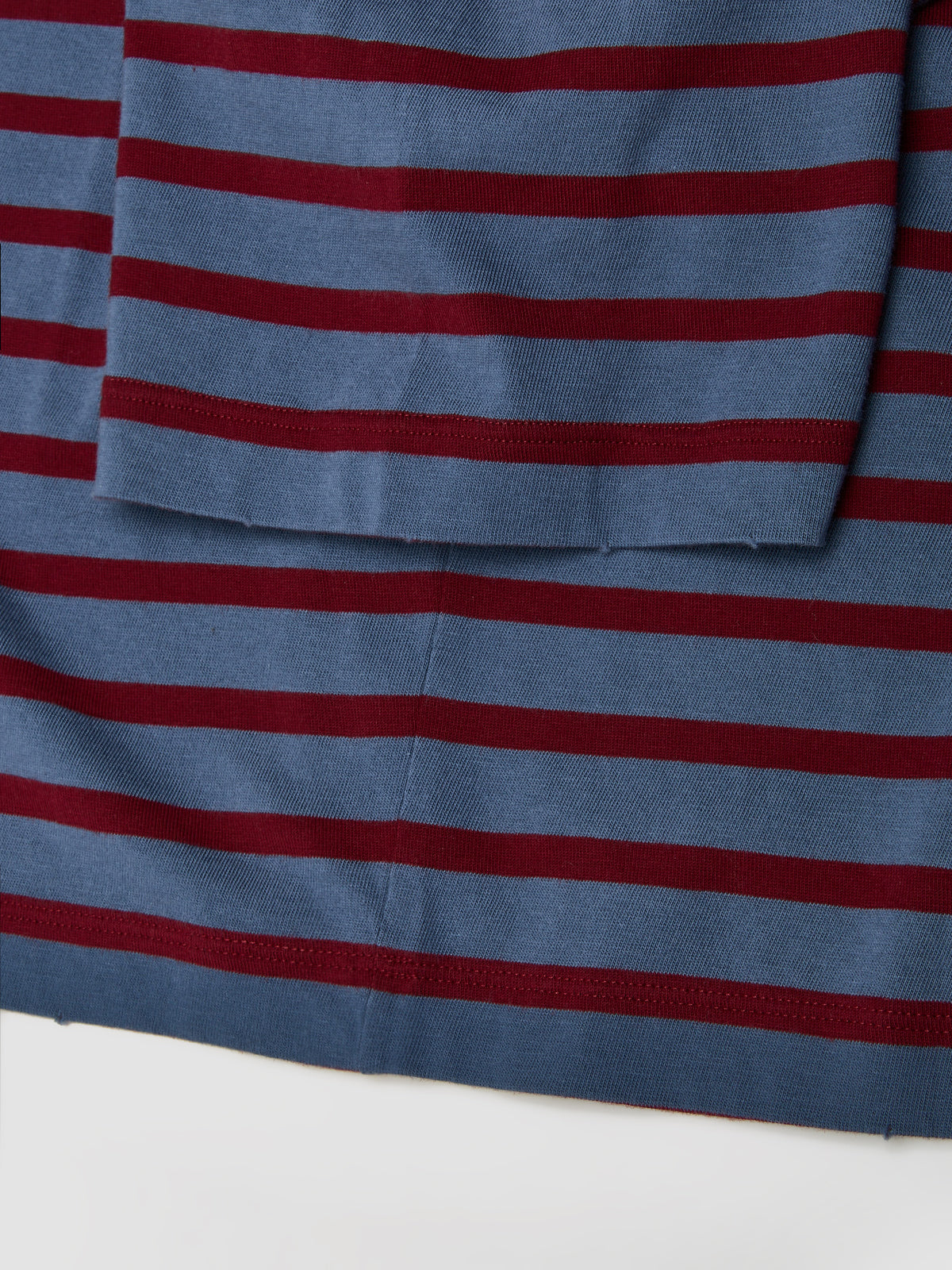 Striped Jersey Oversized T-Shirt in Blue & Dark Red