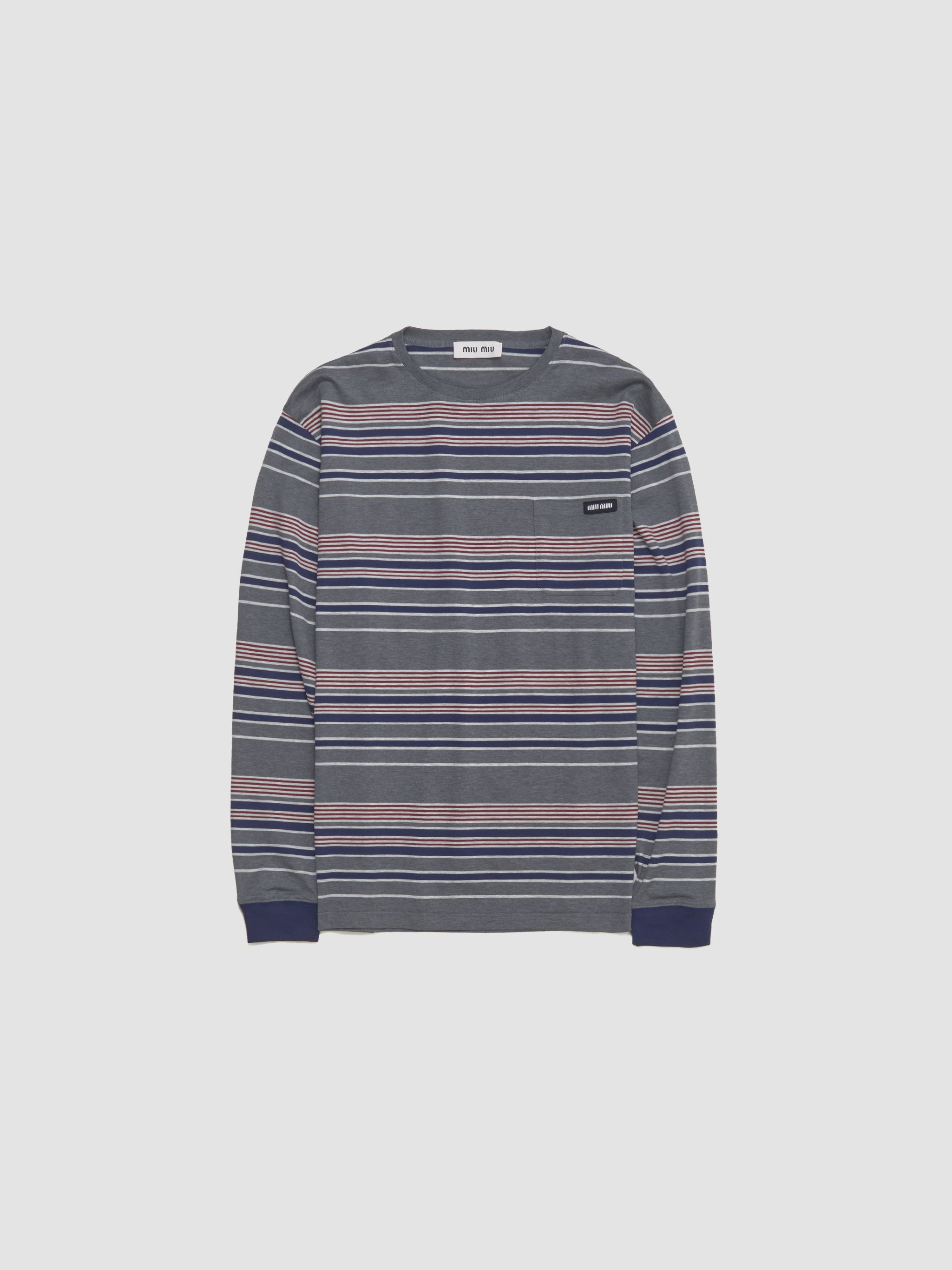 Striped Jersey T-Shirt in Grey & Blue