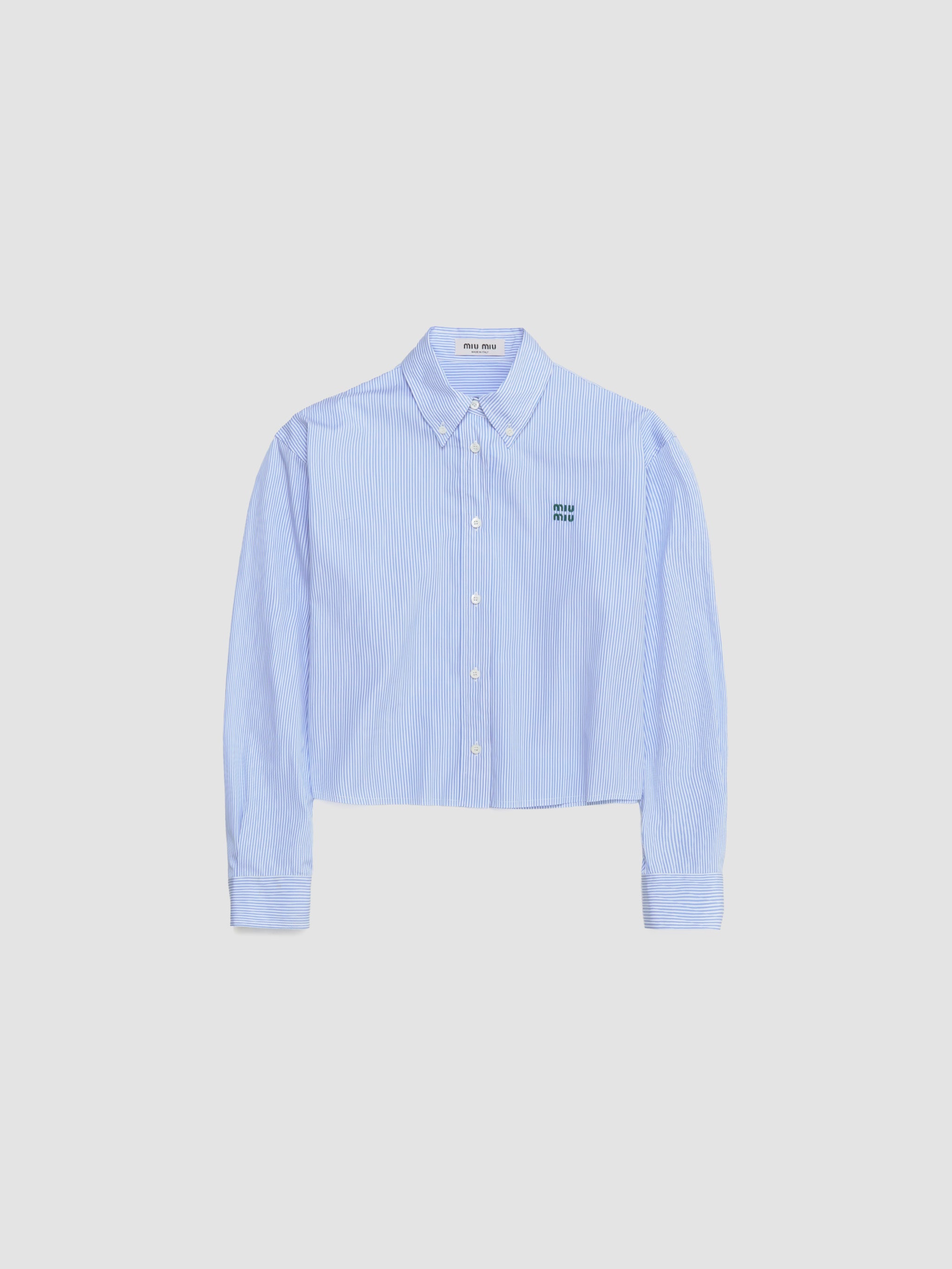 Poplin Shirt in White & Light Blue