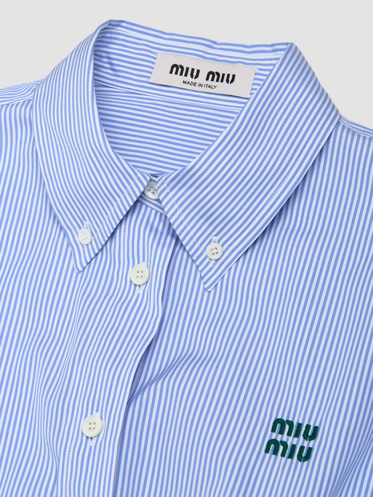 Poplin Shirt in White & Light Blue