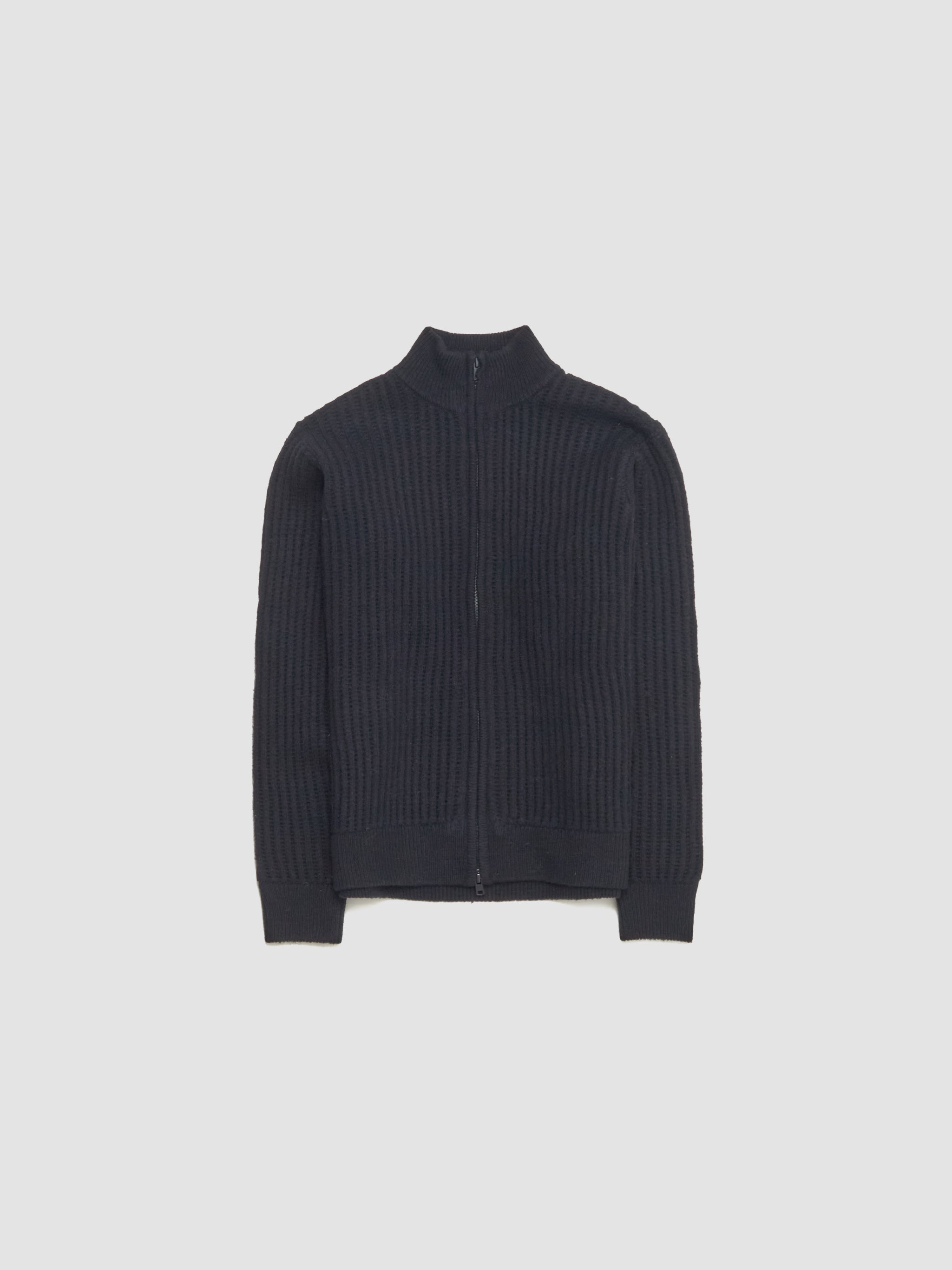 Military Patch Zip Sweater in Black