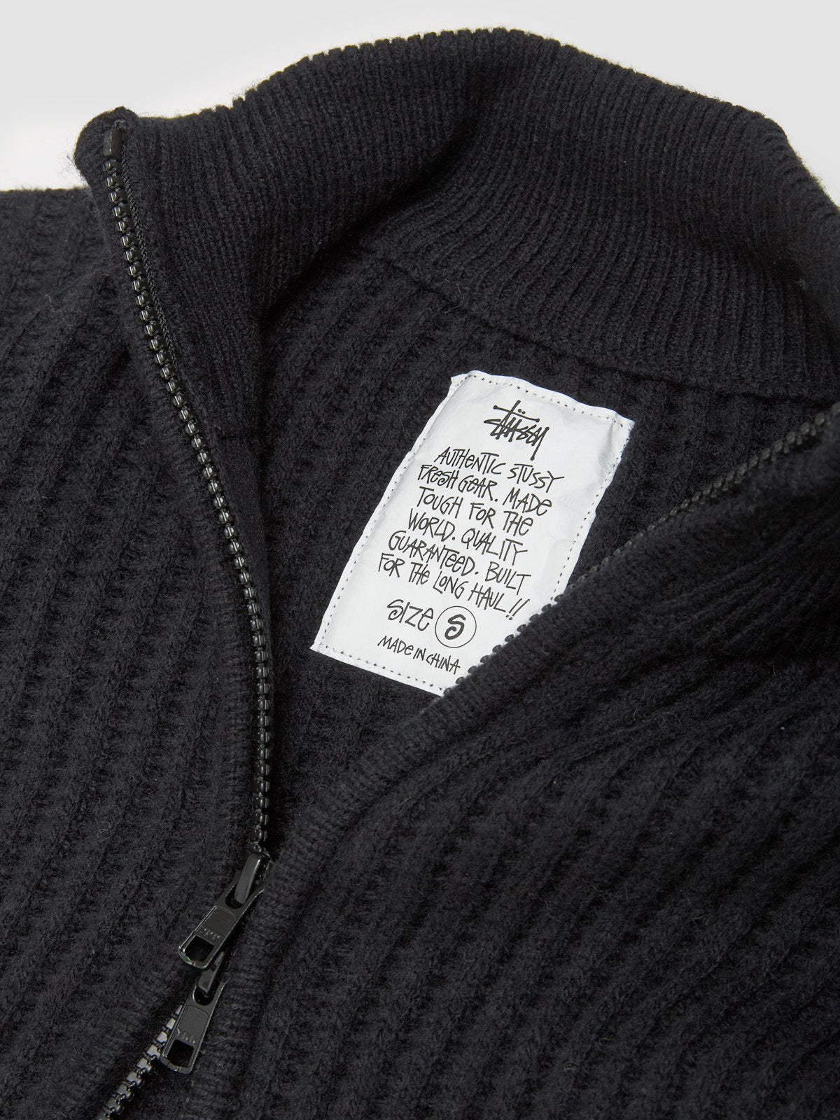 Military Patch Zip Sweater in Black