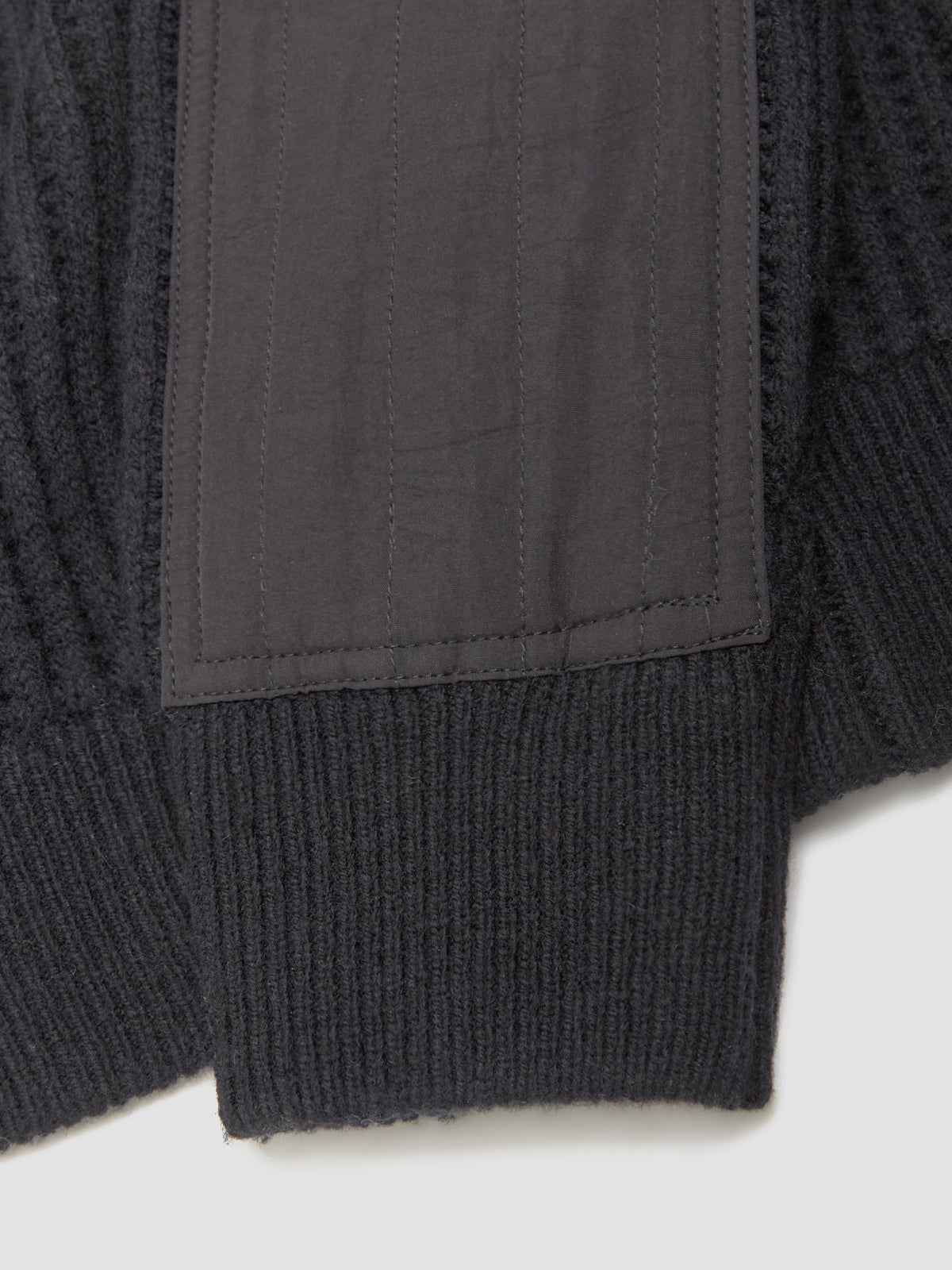 Military Patch Zip Sweater in Black
