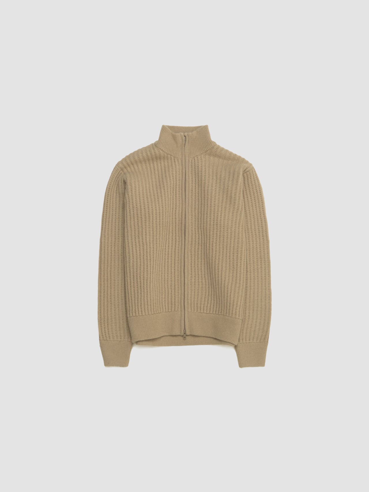 Military Patch Zip Sweater in Sand