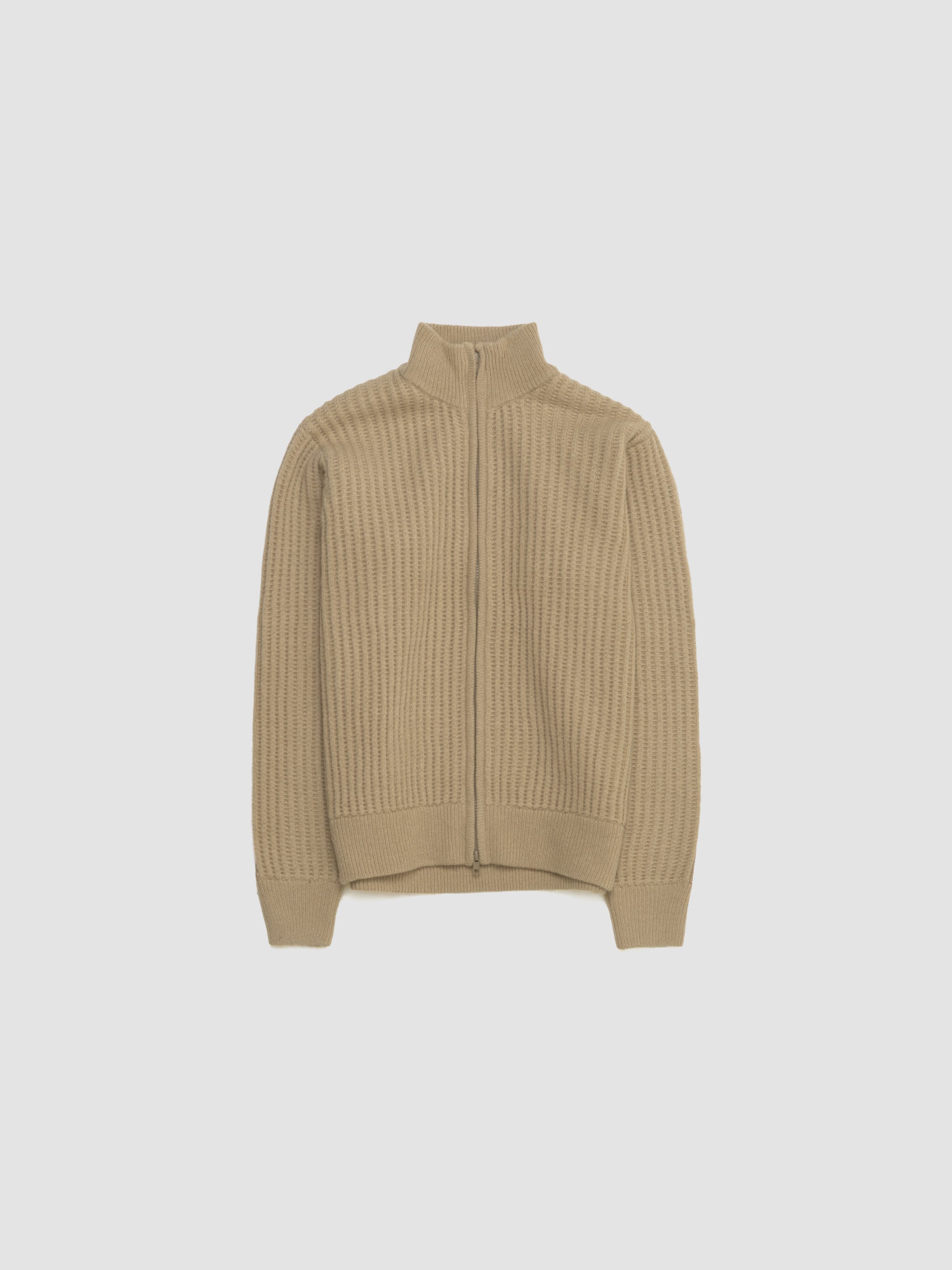 Military Patch Zip Sweater in Sand