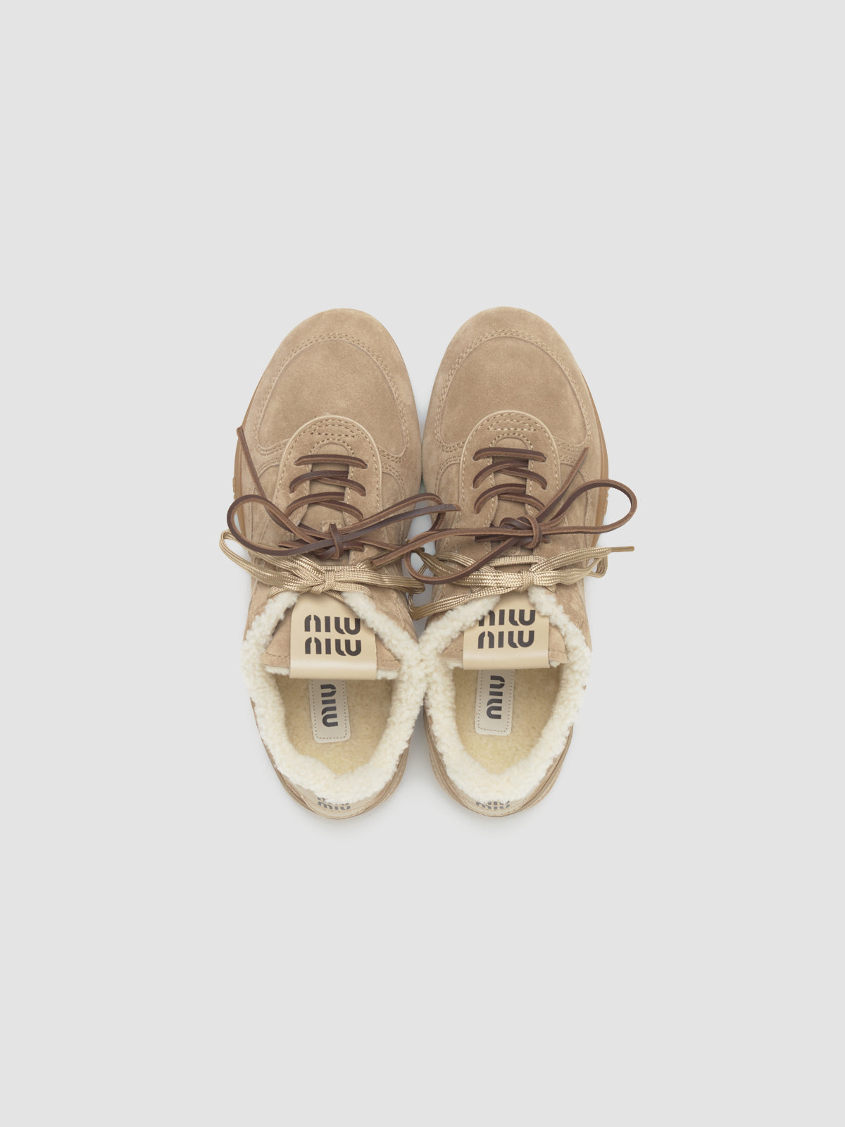 Gymnasium Suede and Shearling Sneaker in Desert