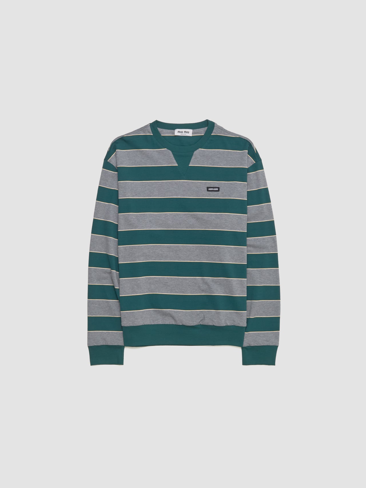 Striped Jersey Sweatshirt in Green & Grey