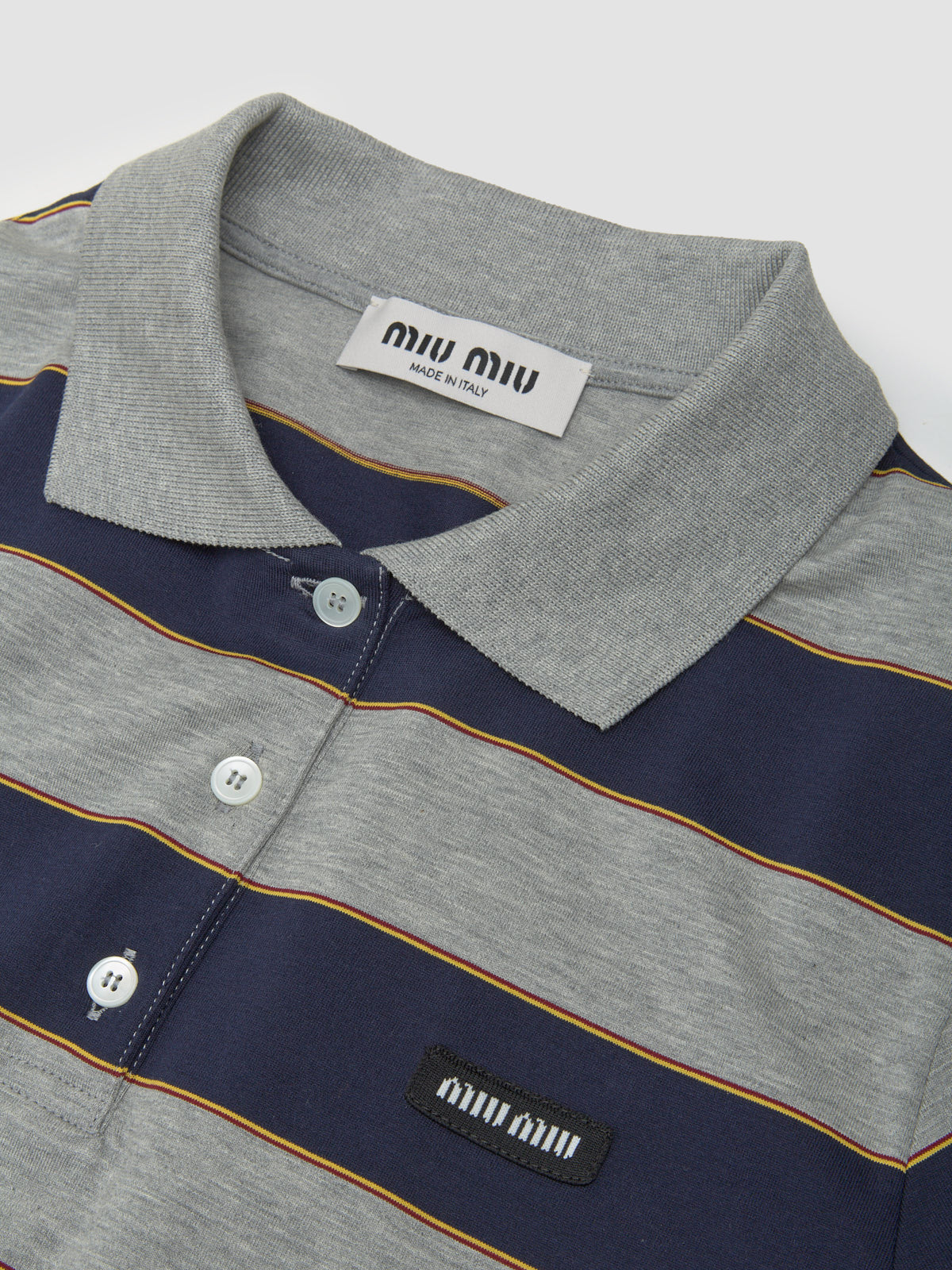 Striped Jersey Polo Shirt in Grey & Blue