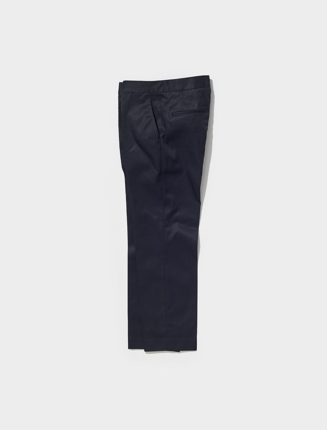 Cotton Garbadine Cropped Trousers in Dark Blue
