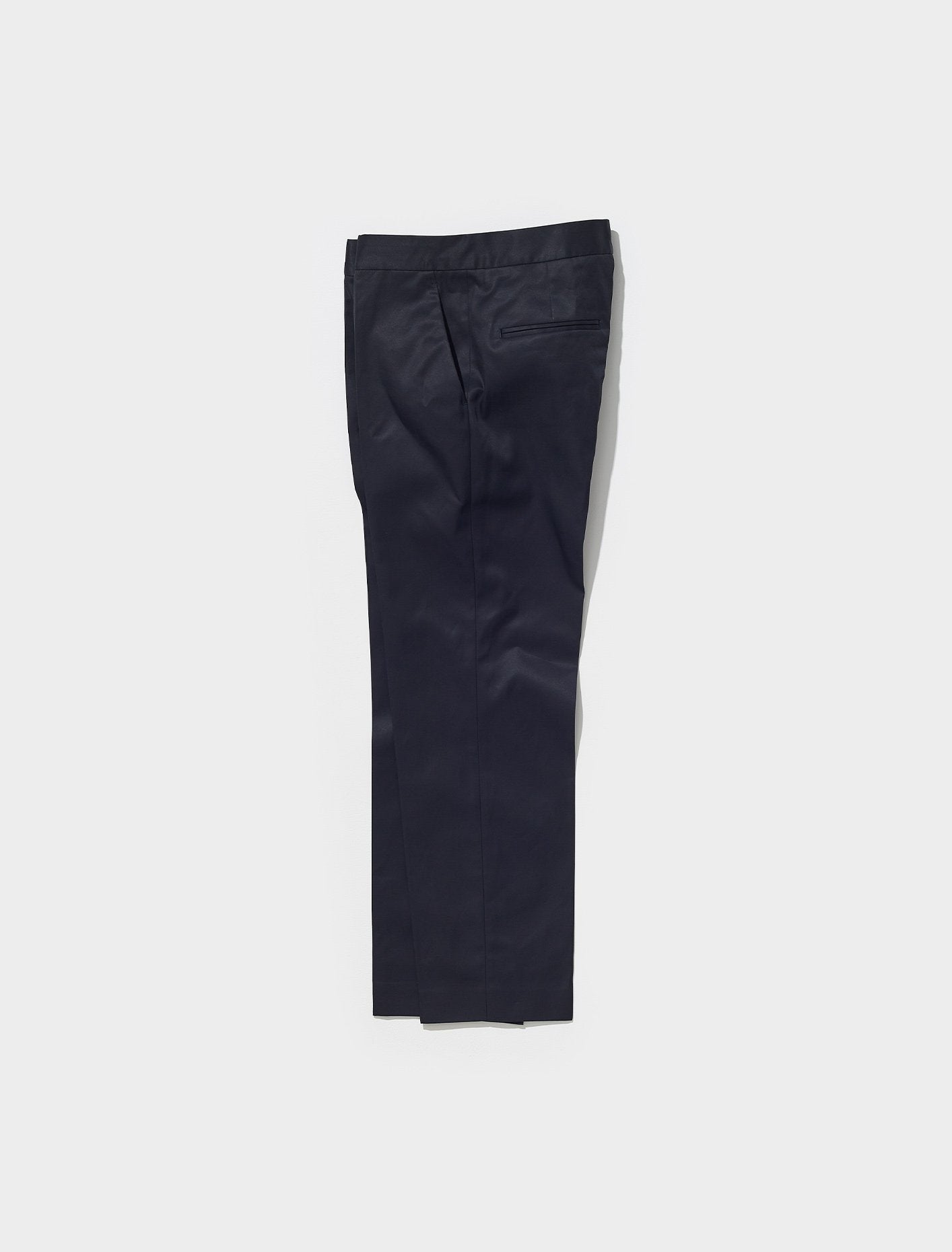 Cotton Garbadine Cropped Trousers in Dark Blue