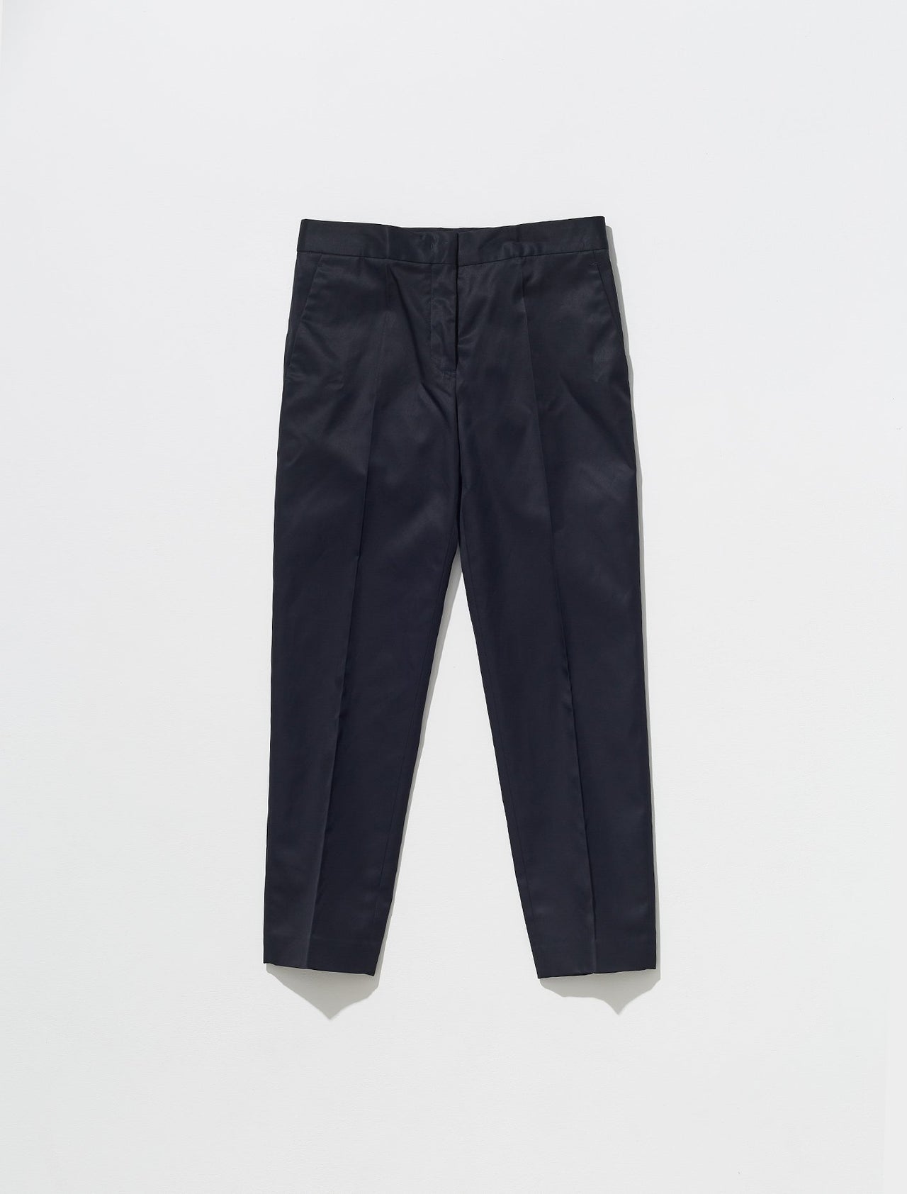 Cotton Garbadine Cropped Trousers in Dark Blue