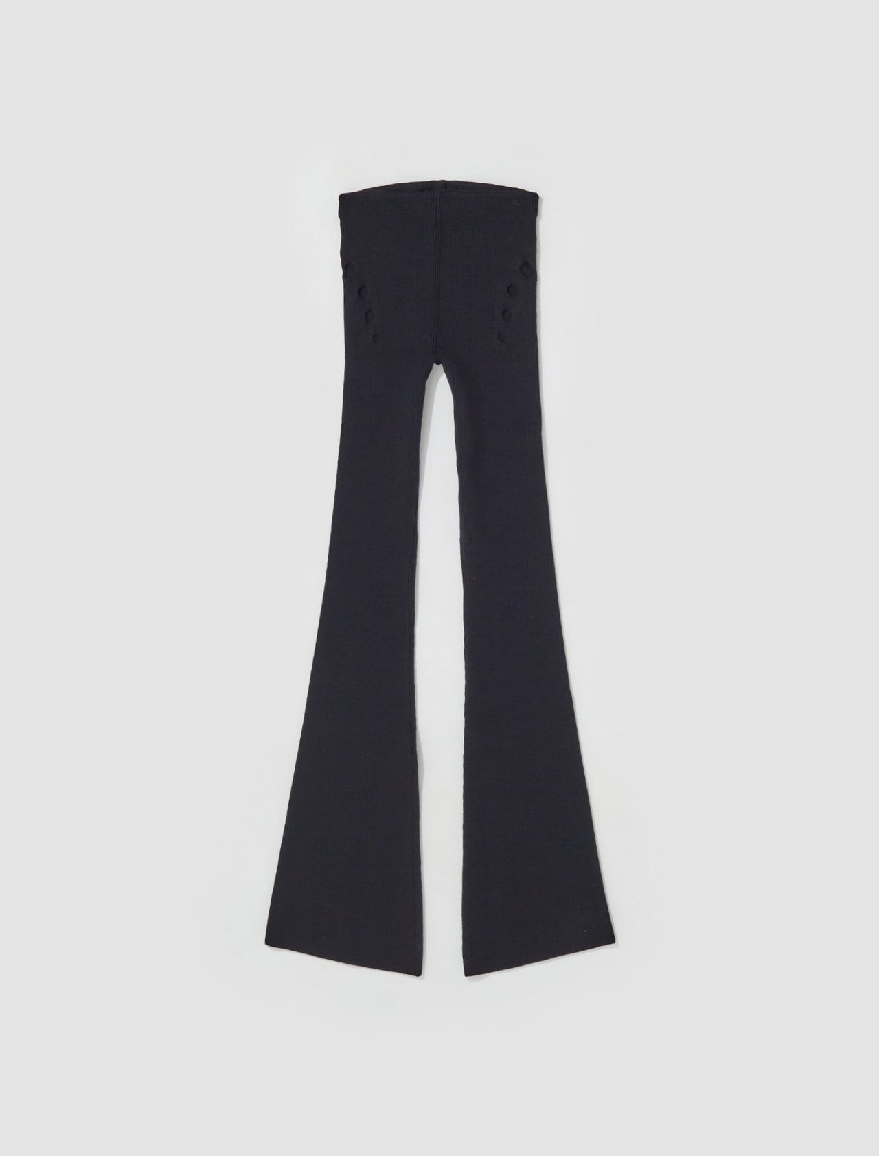 Flared Trousers with Perforated Details in Black