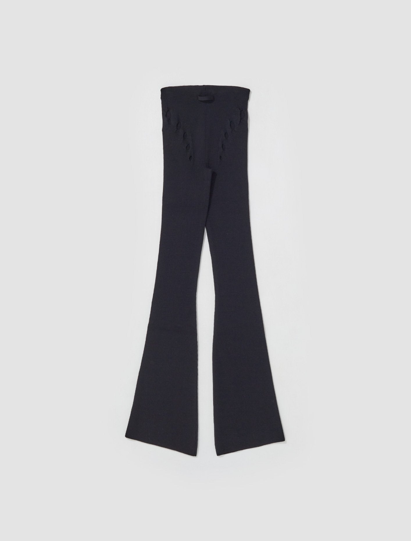 Flared Trousers with Perforated Details in Black