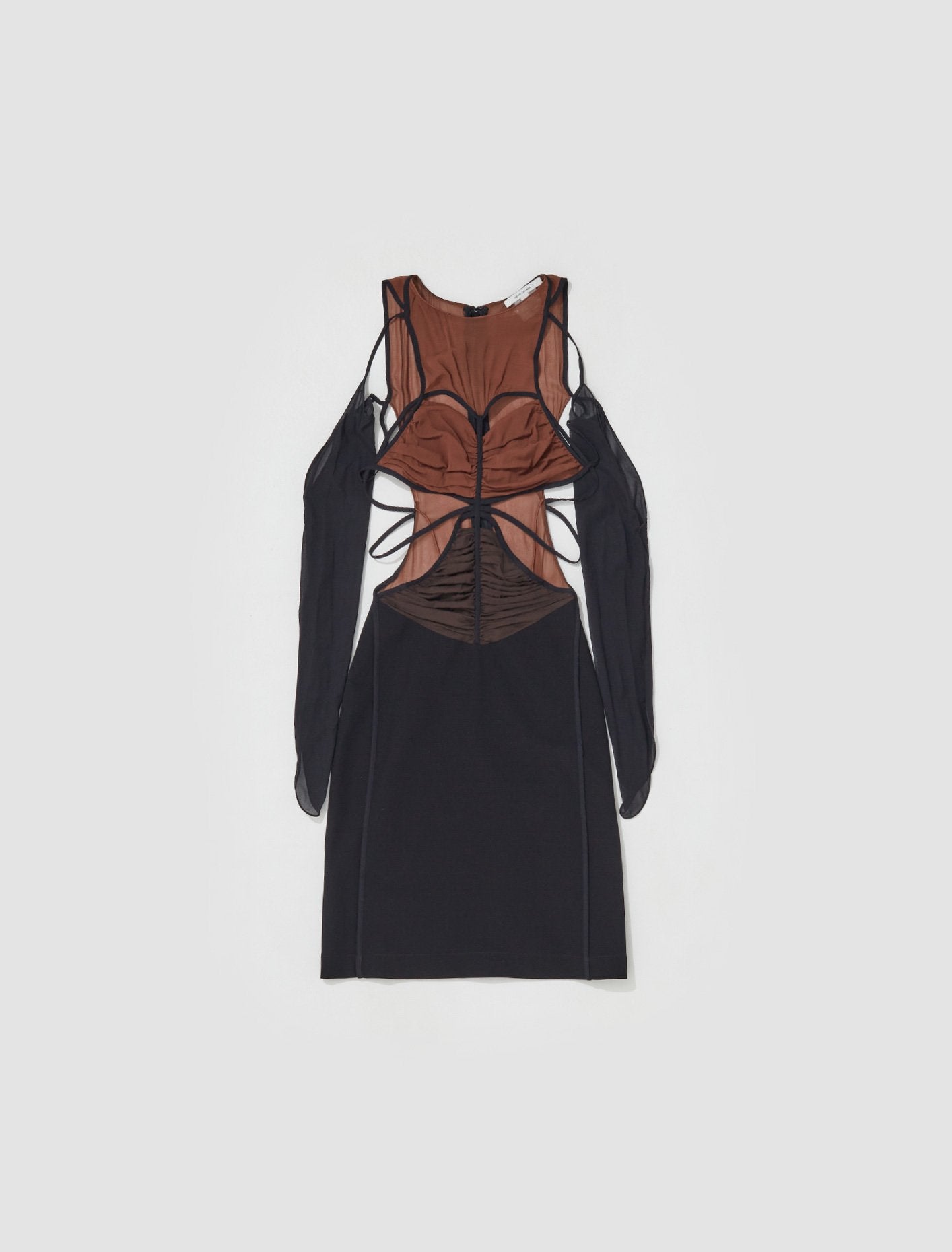 Nensi Dojaka - Draped Bra Cut-Out Mini Dress in Chestnut - AW22NDAW22DR072B M Nensi Dojaka - Draped Bra Cut-Out Mini Dress in Chestnut - AW22NDAW22DR072B M