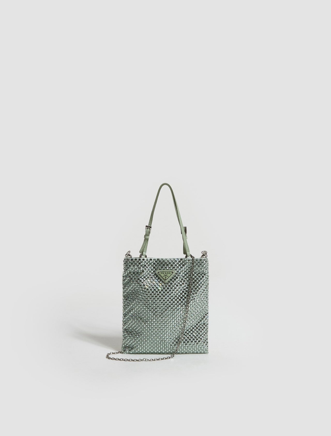 Mini Shoulder Bag with Artificial Crystals in Aqua