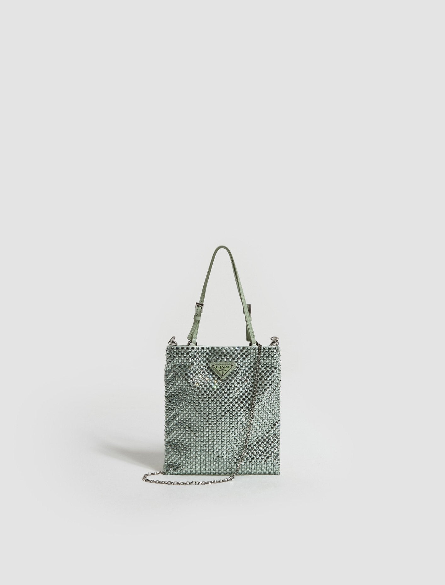 Mini Shoulder Bag with Artificial Crystals in Aqua