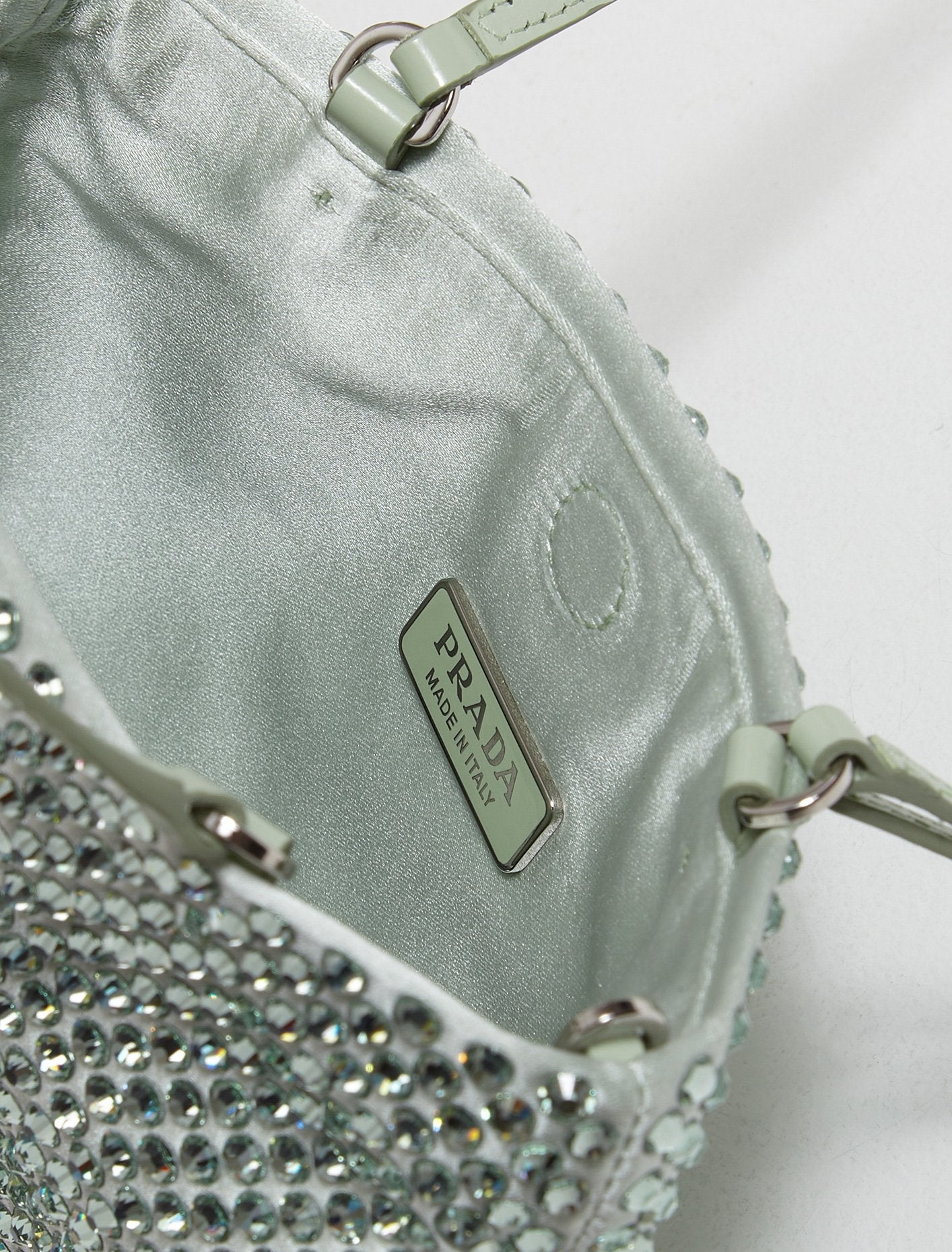 Mini Shoulder Bag with Artificial Crystals in Aqua