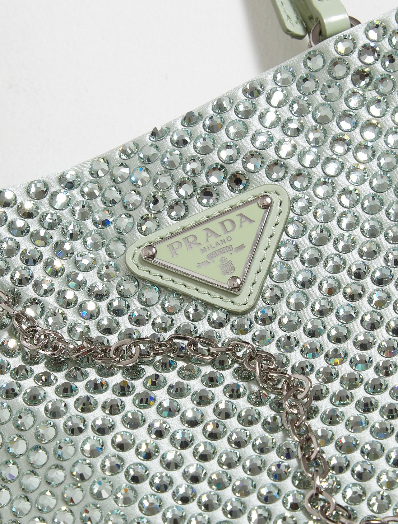 Mini Shoulder Bag with Artificial Crystals in Aqua