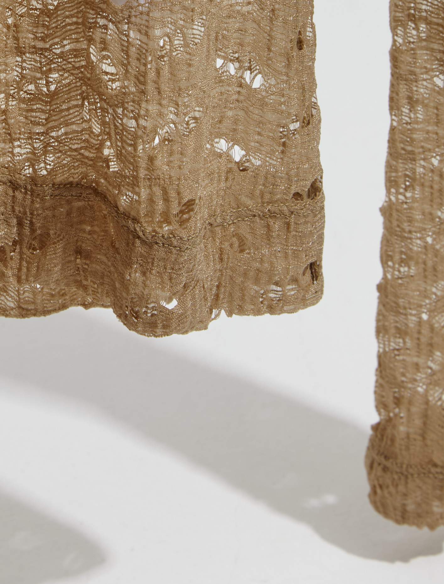 Tight Fit Long Sleeve T-Shirt in Beige