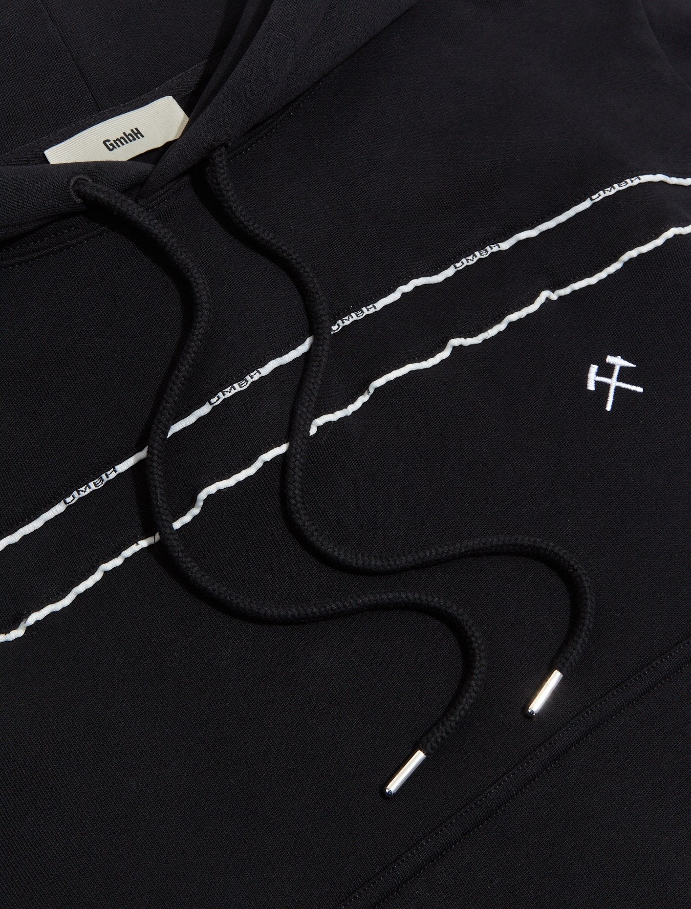Hoodie with Piping in Black