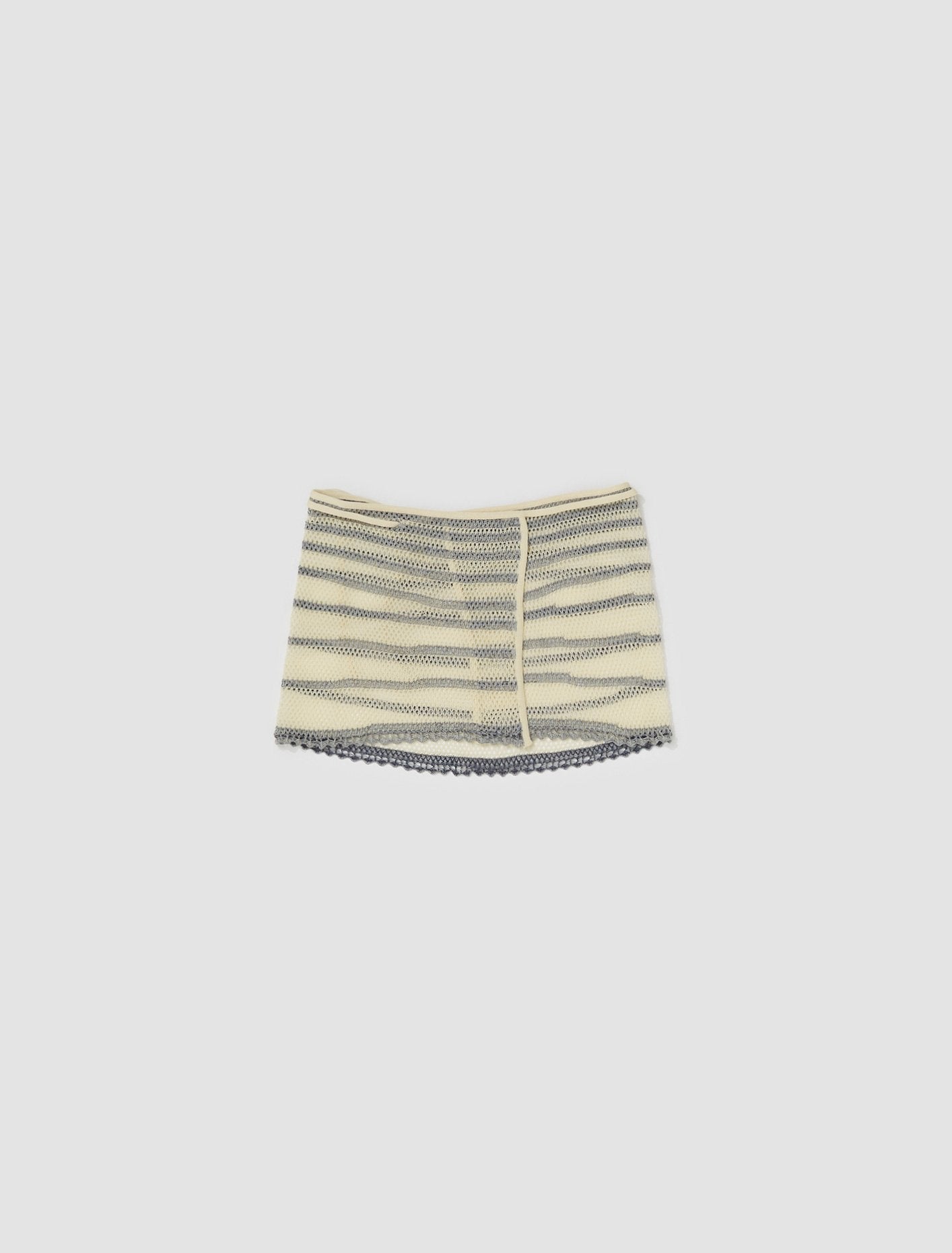 x KNWLS Pointelle Mini Skirt in Ecru & Navy