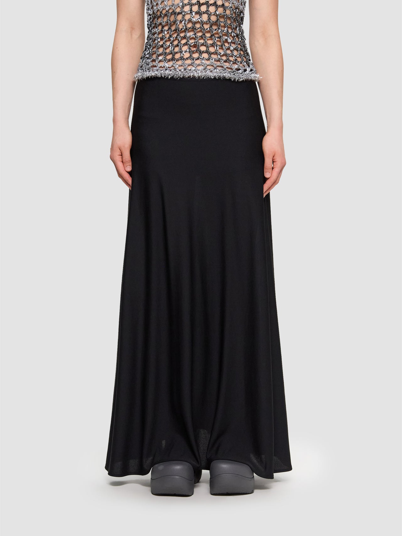 Flared Midi Skirt in Black