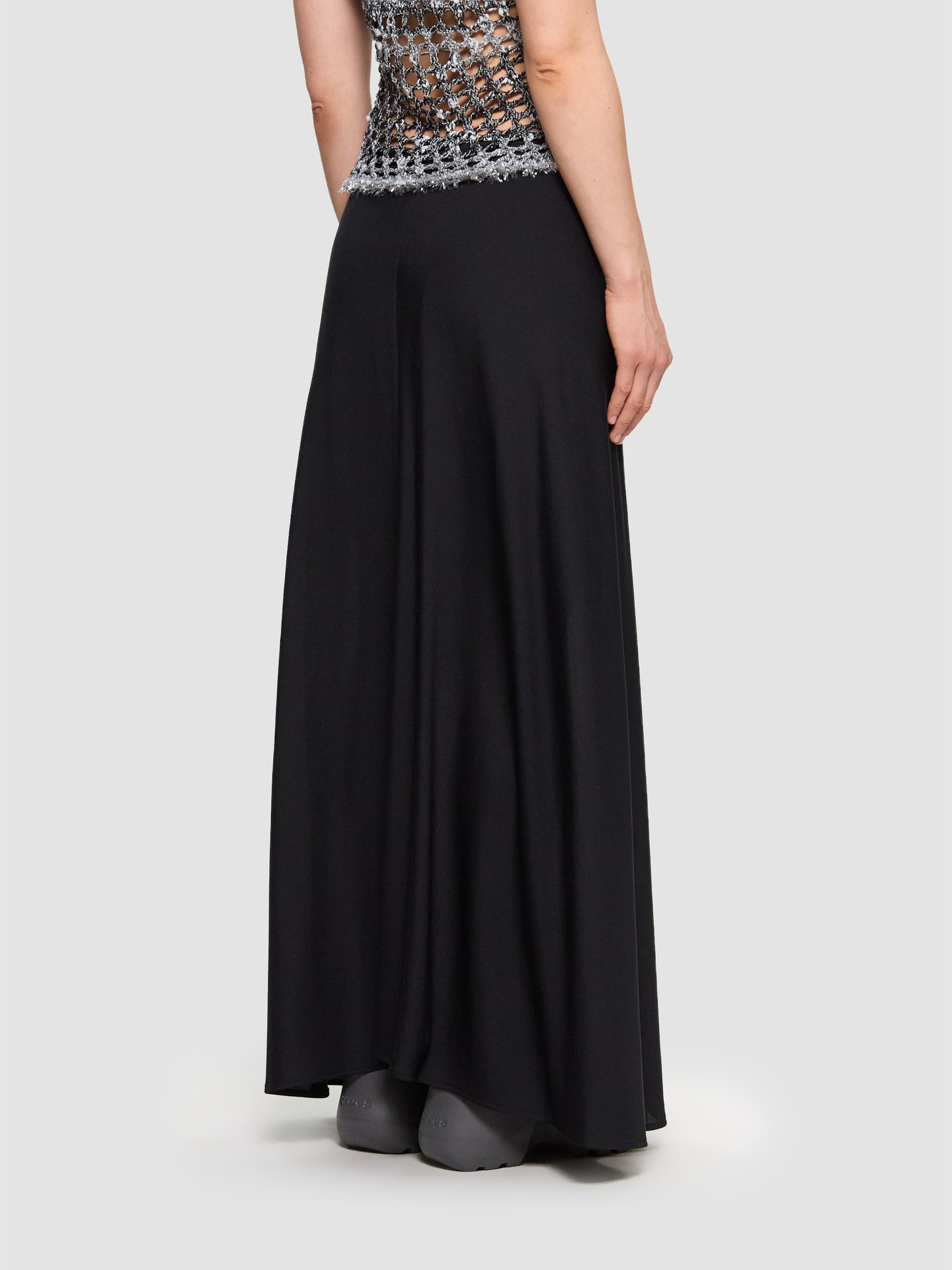 Flared Midi Skirt in Black