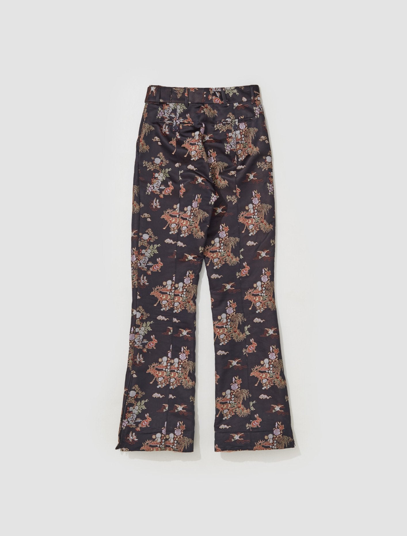 Flared Trousers in Black Satin