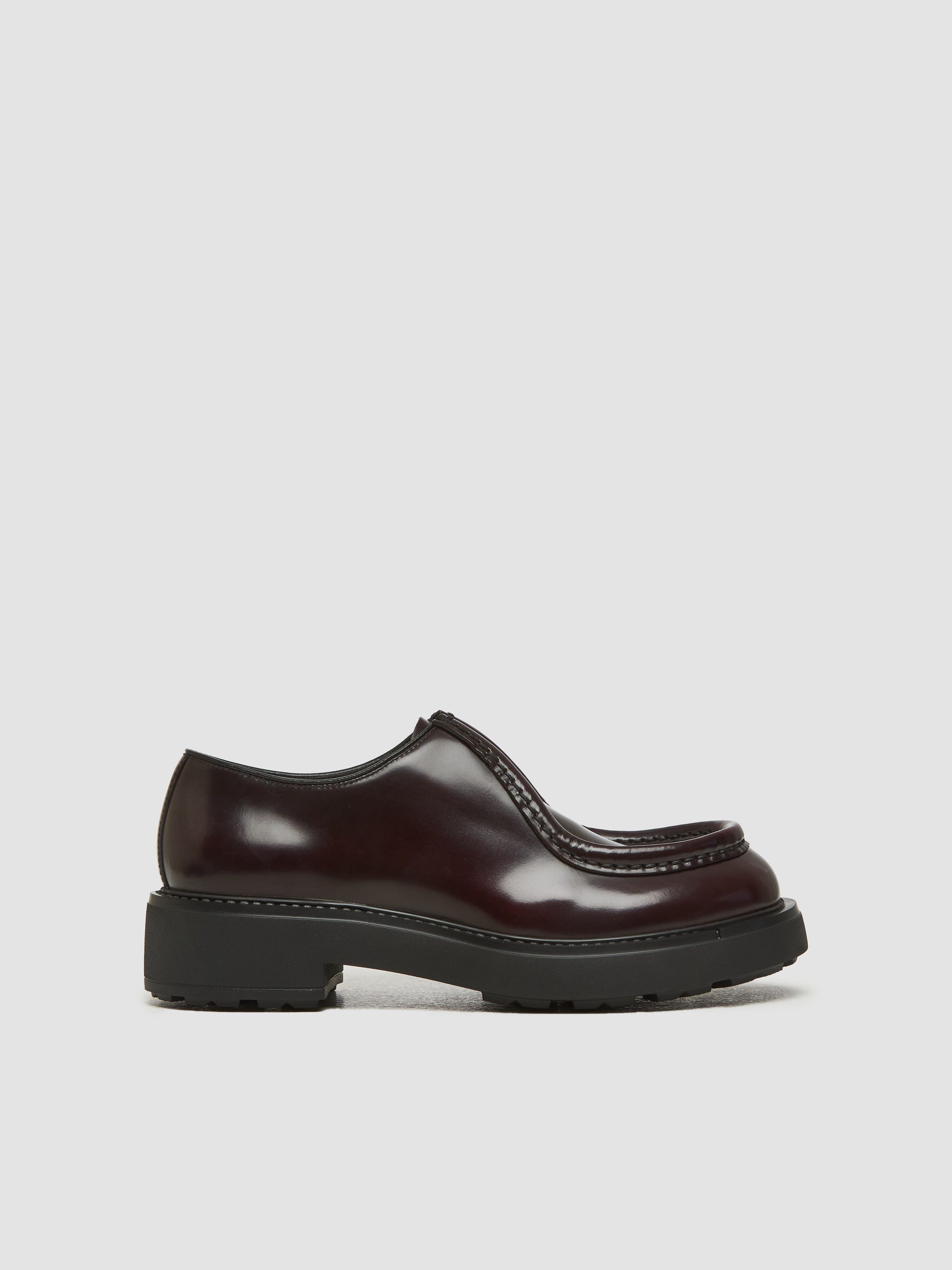 Prada Diapason Opaque Brushed Leather Lace-Up Shoes in Cordovan