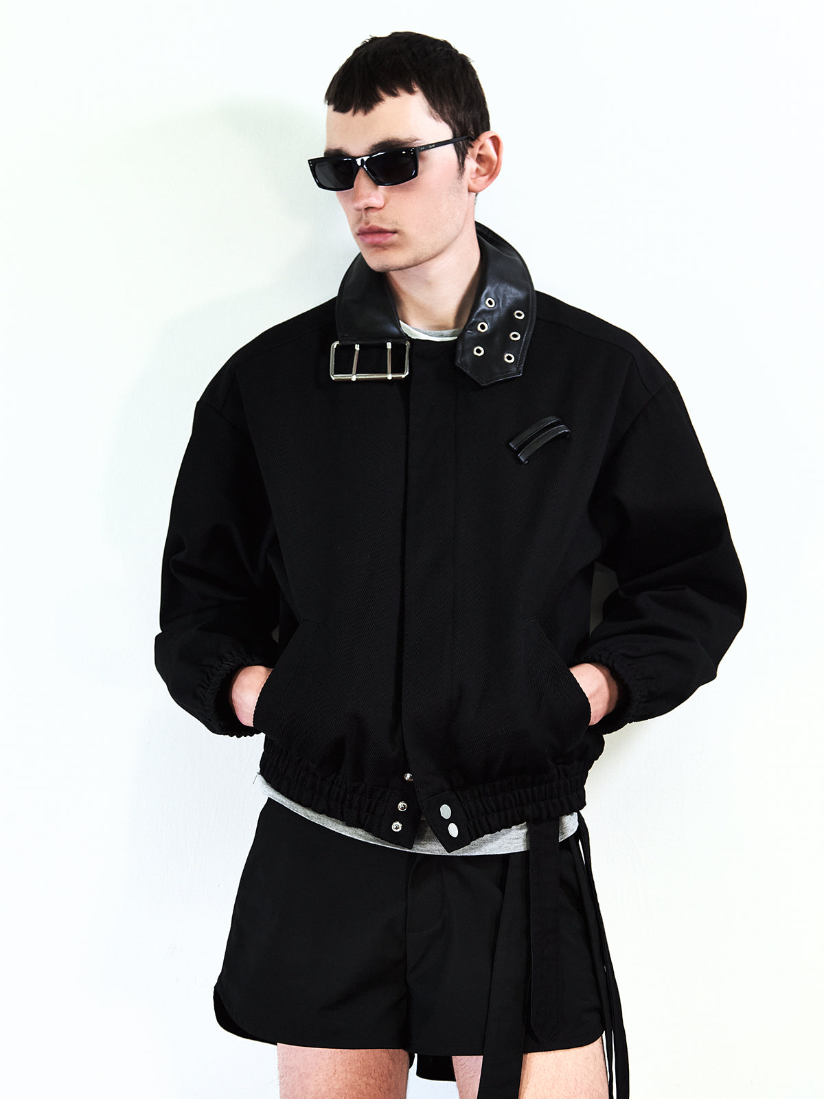 Alliance Collar Belt Jacket in Black