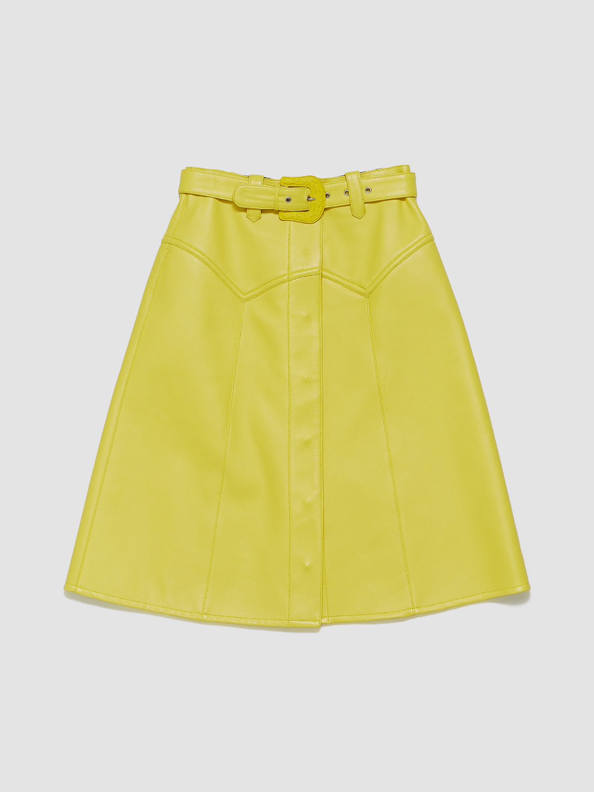 Faux Leather Skirt in Yellow