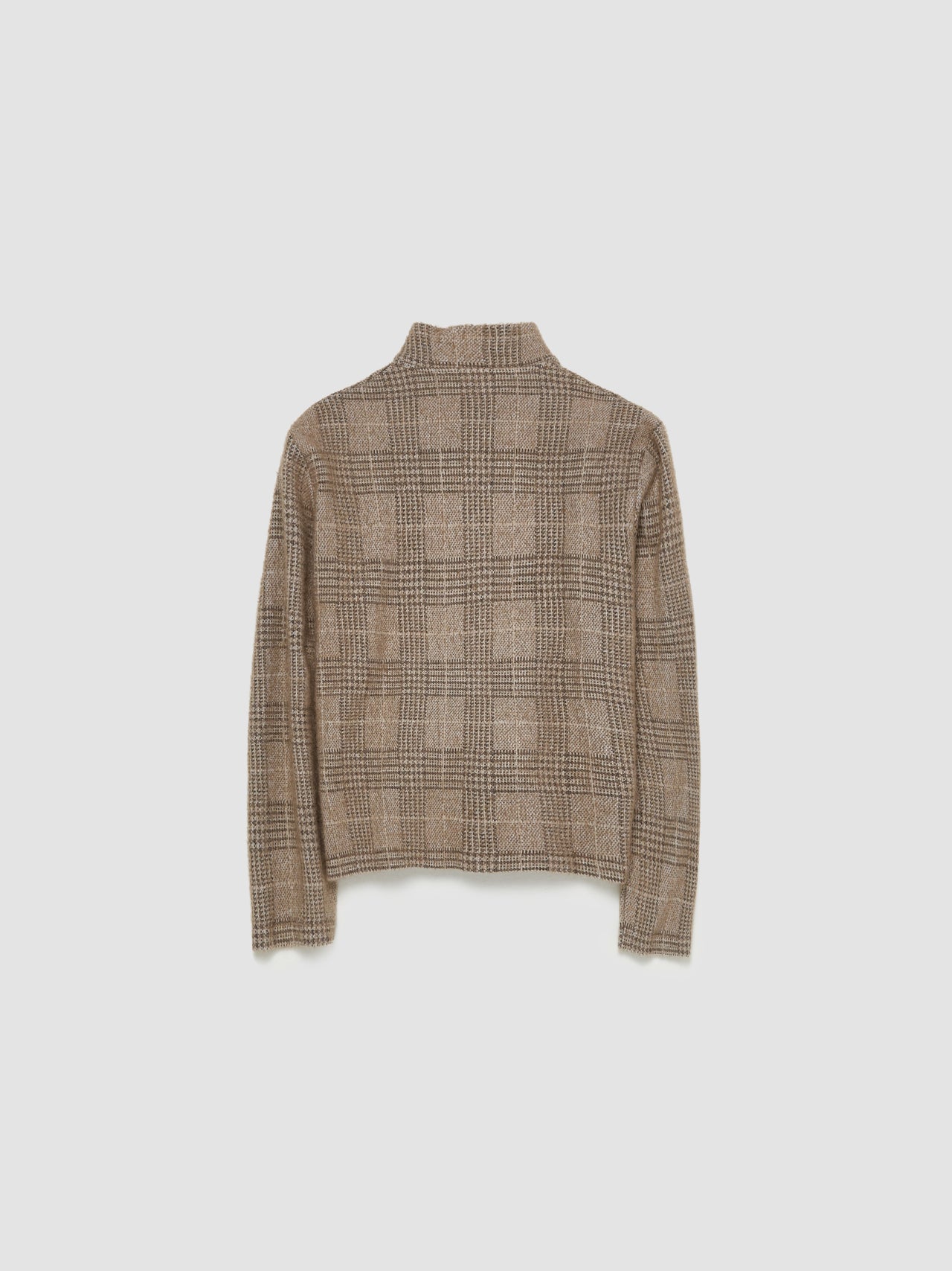 Shrunken Fullzip Polo in Beige Hound Check