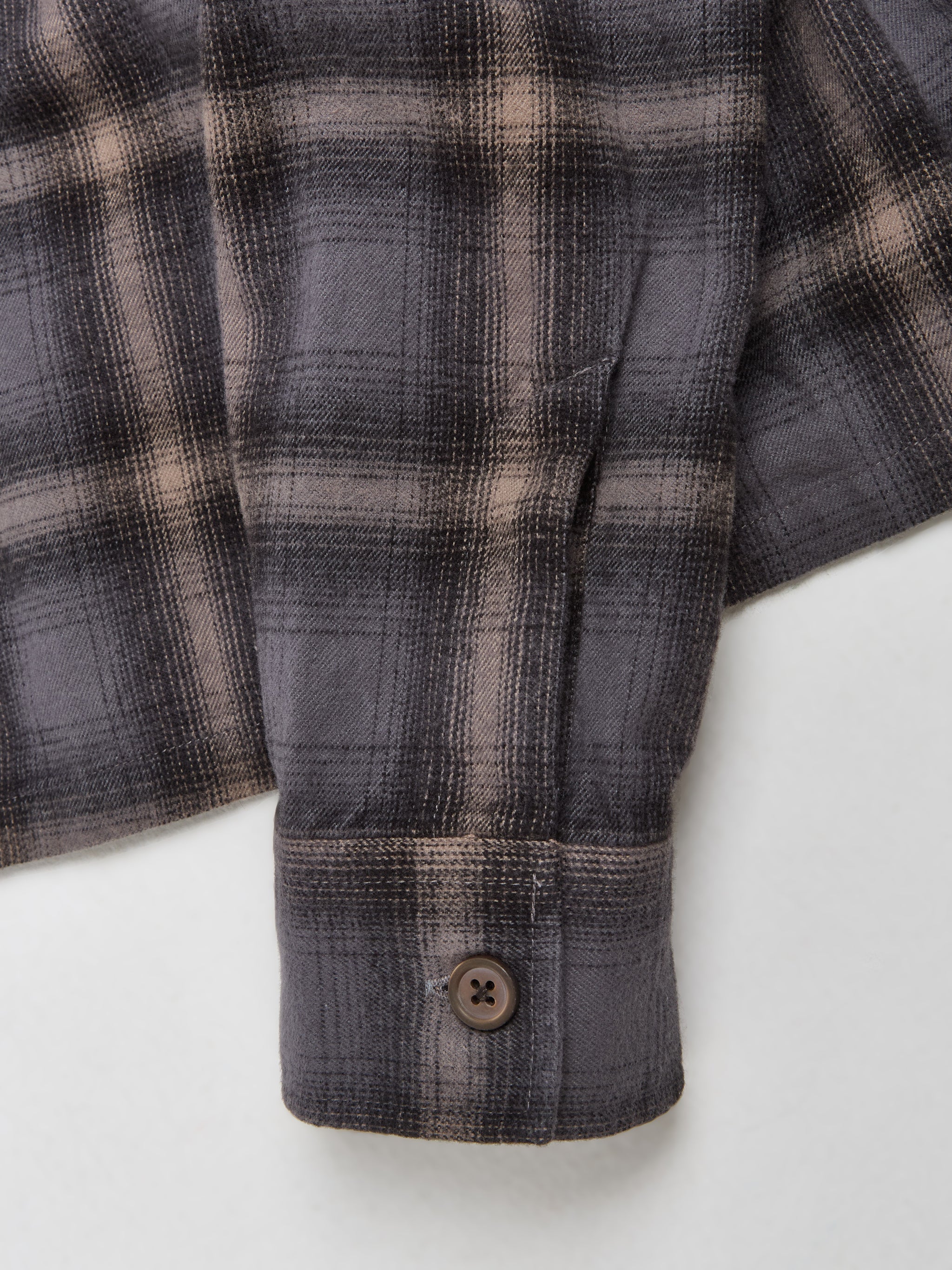 Heusen Hairy Flannel Shirt in Oyster Check