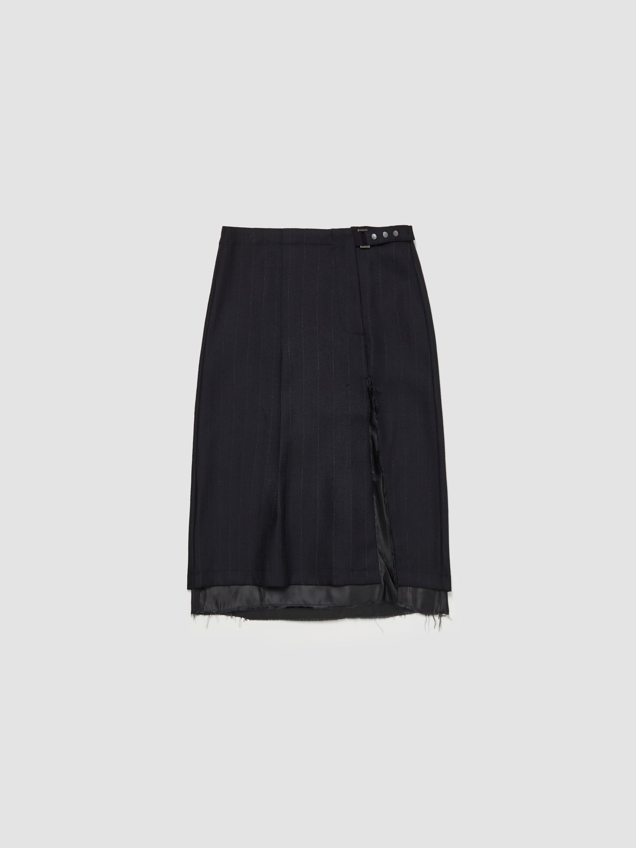 Clasp Skirt in Black Wool