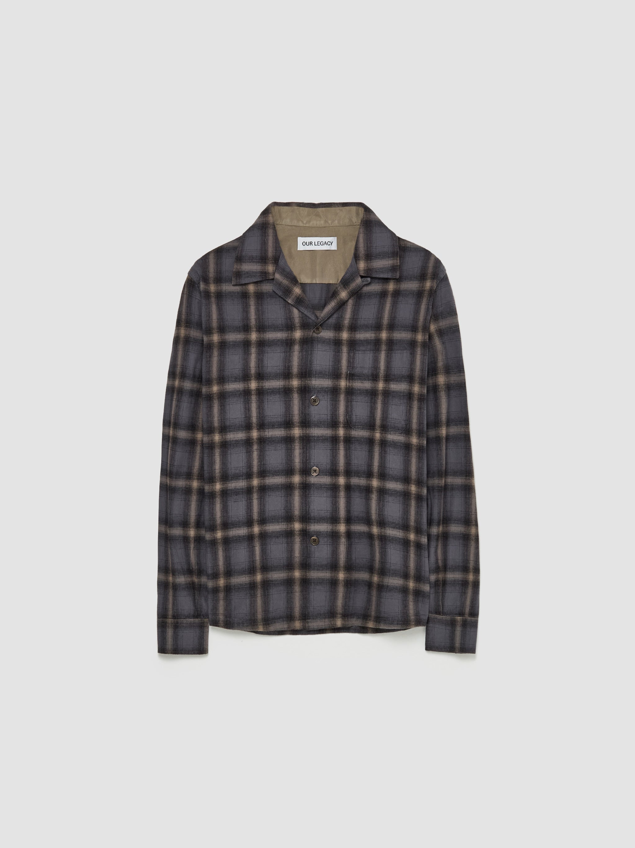 Heusen Hairy Flannel Shirt in Oyster Check