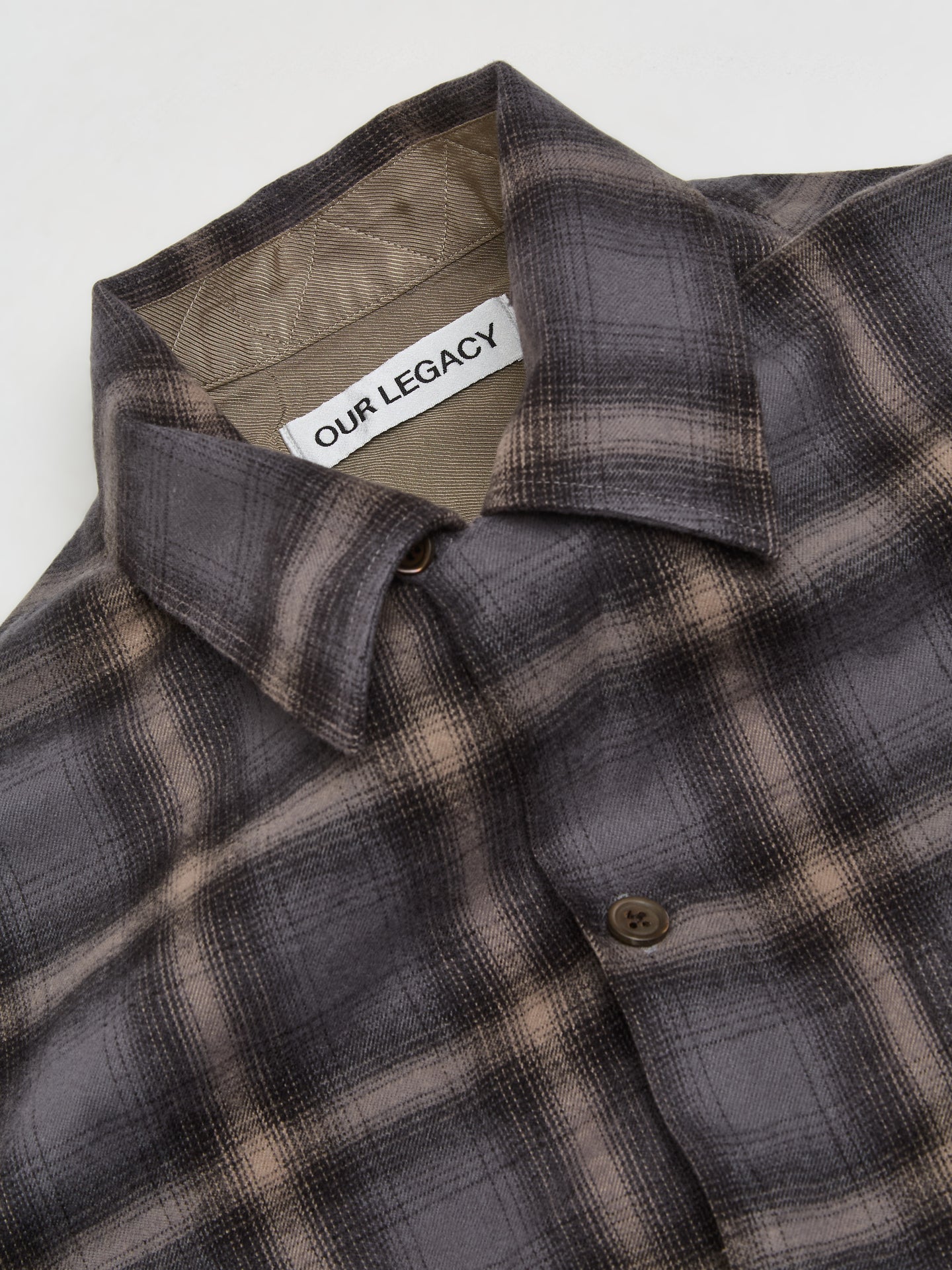 Heusen Hairy Flannel Shirt in Oyster Check