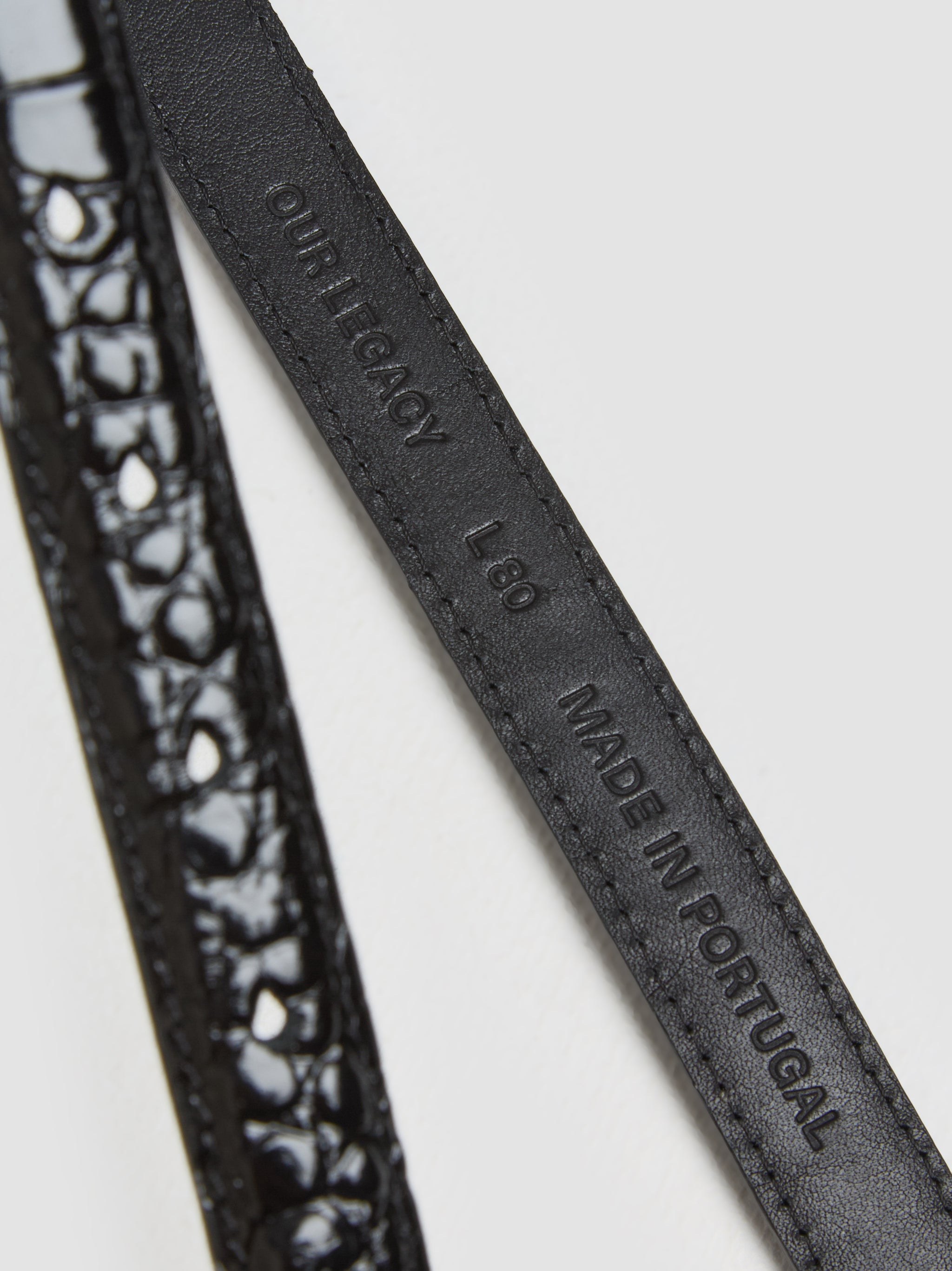 Leather Belt 2 cm in Licorice Croc