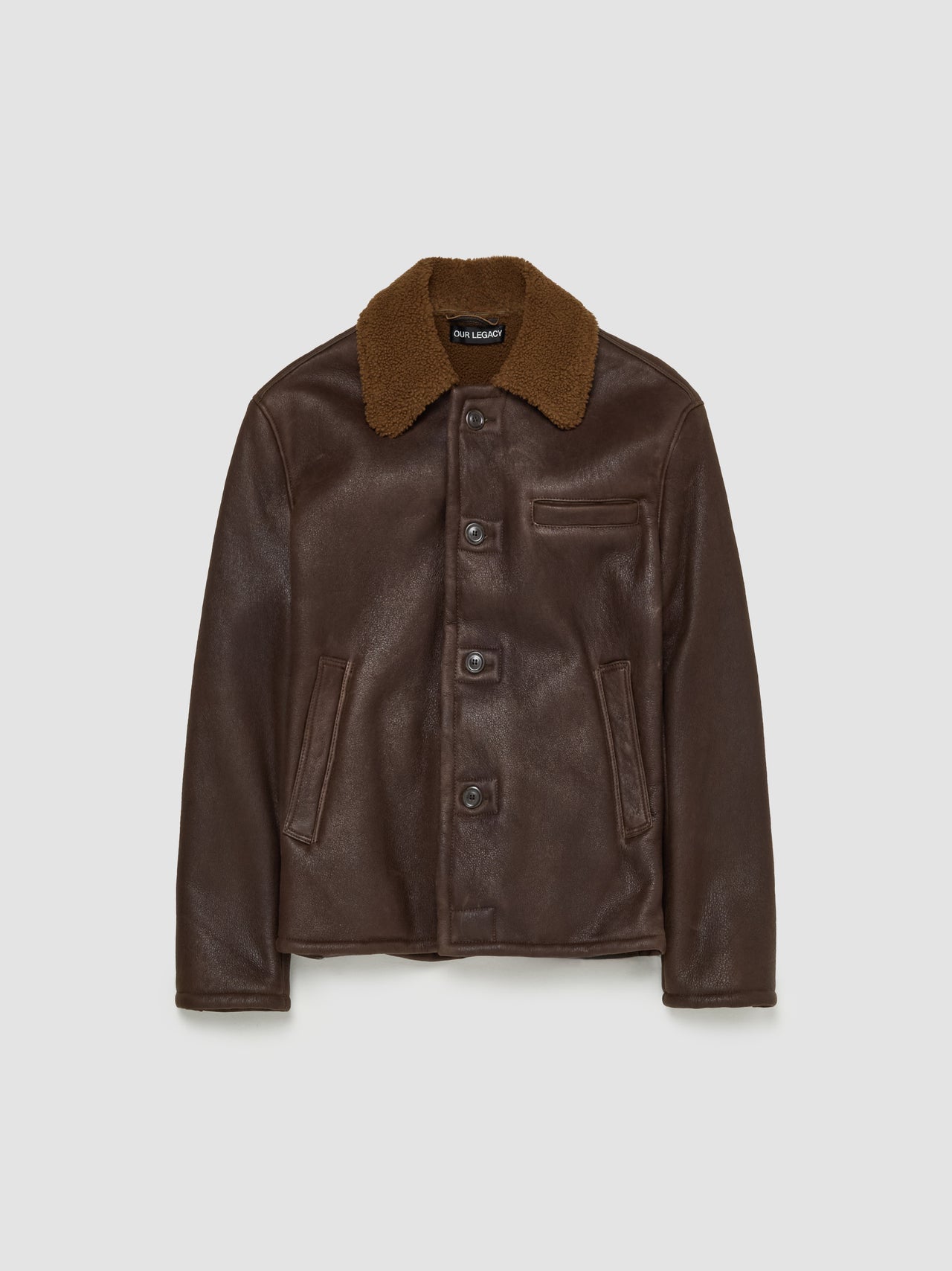 Alaska Shearling Jacket in Rustic Grain Brown