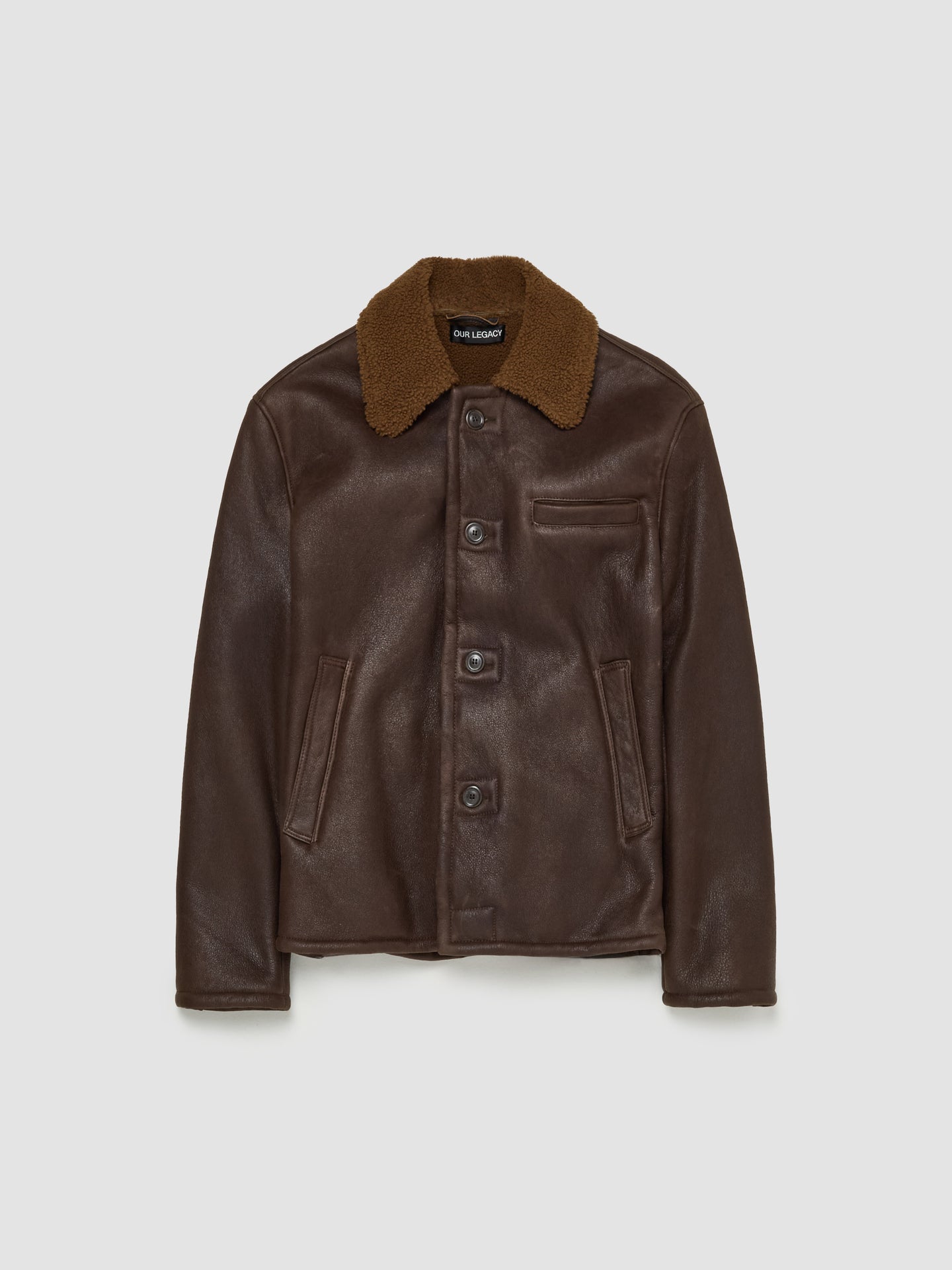 Alaska Shearling Jacket in Rustic Grain Brown