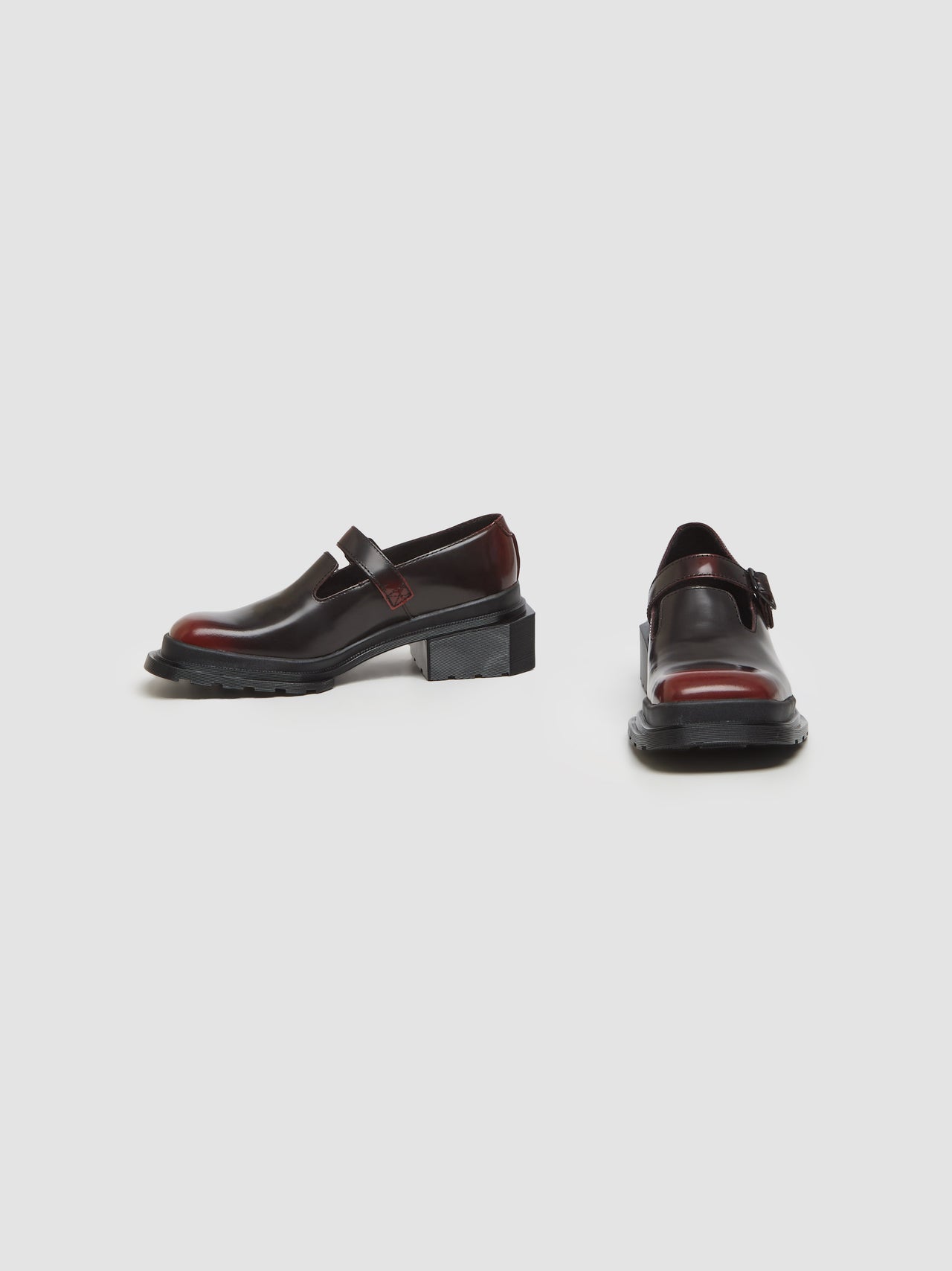 Maybole Square Toe Mary Jane Shoes in Black & Cherry Red