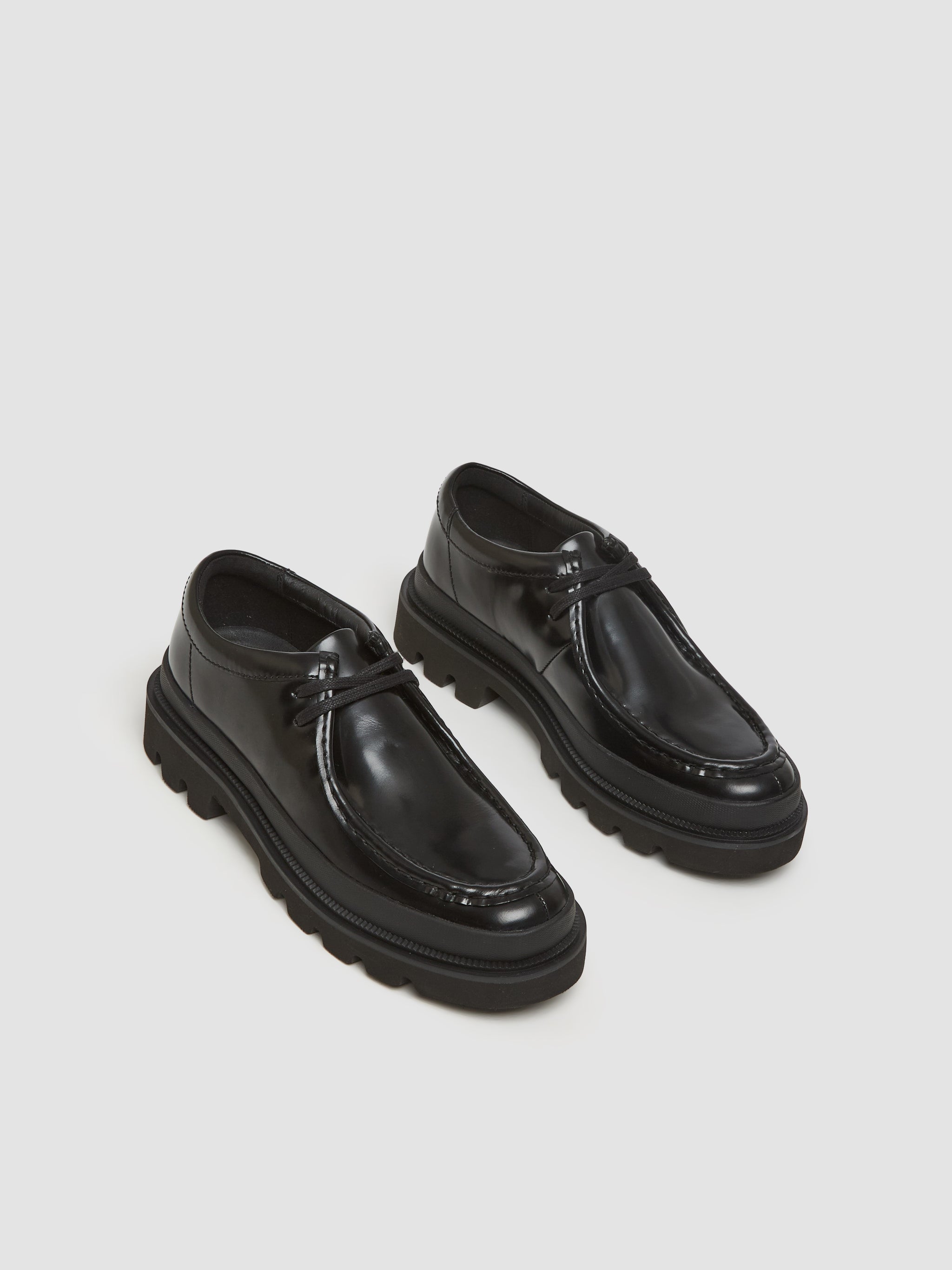 Badell Seam Shoes in Black Hi Shine Leather