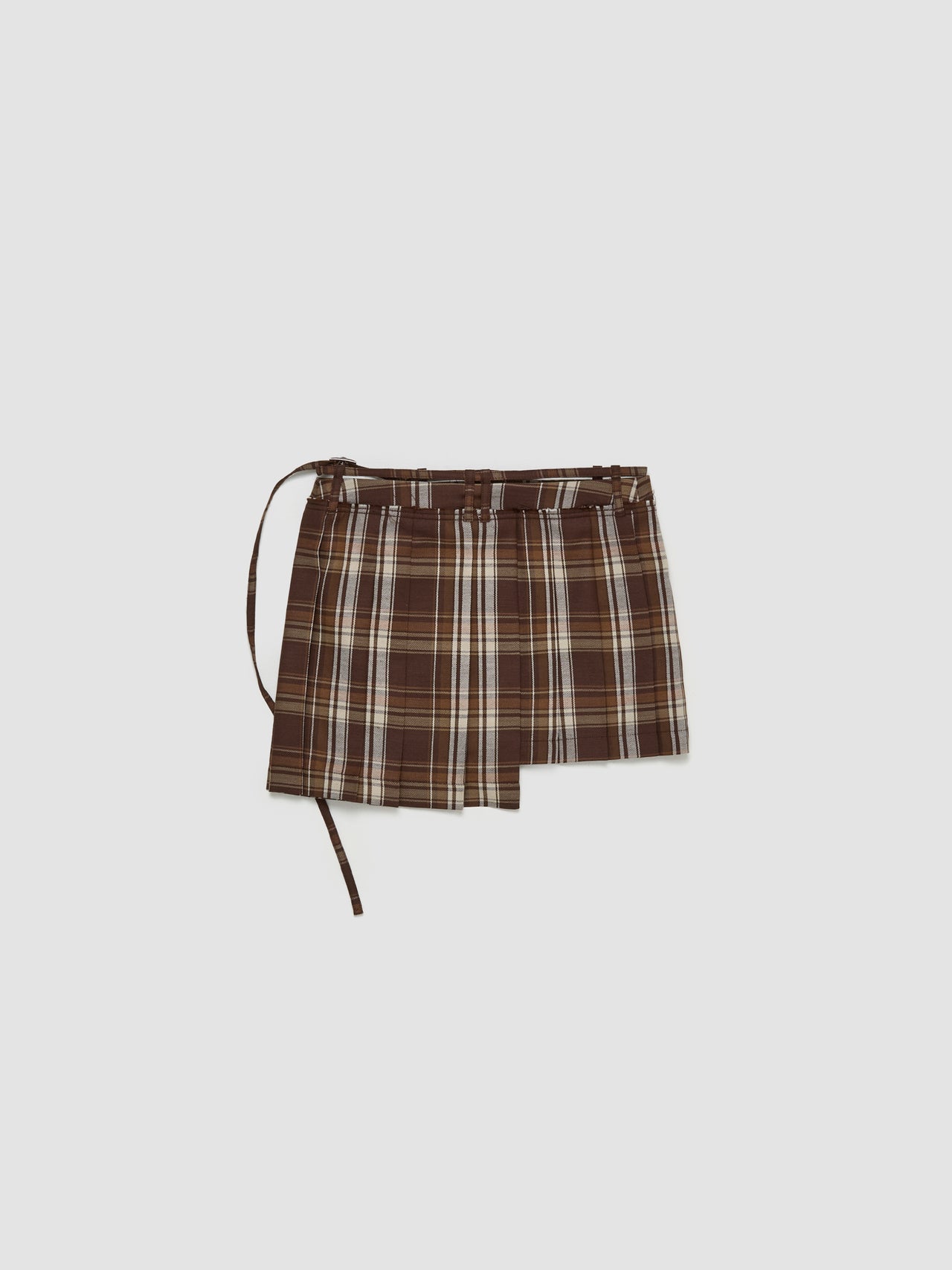 Asymmetric Pleated Skirt in Brown & Beige