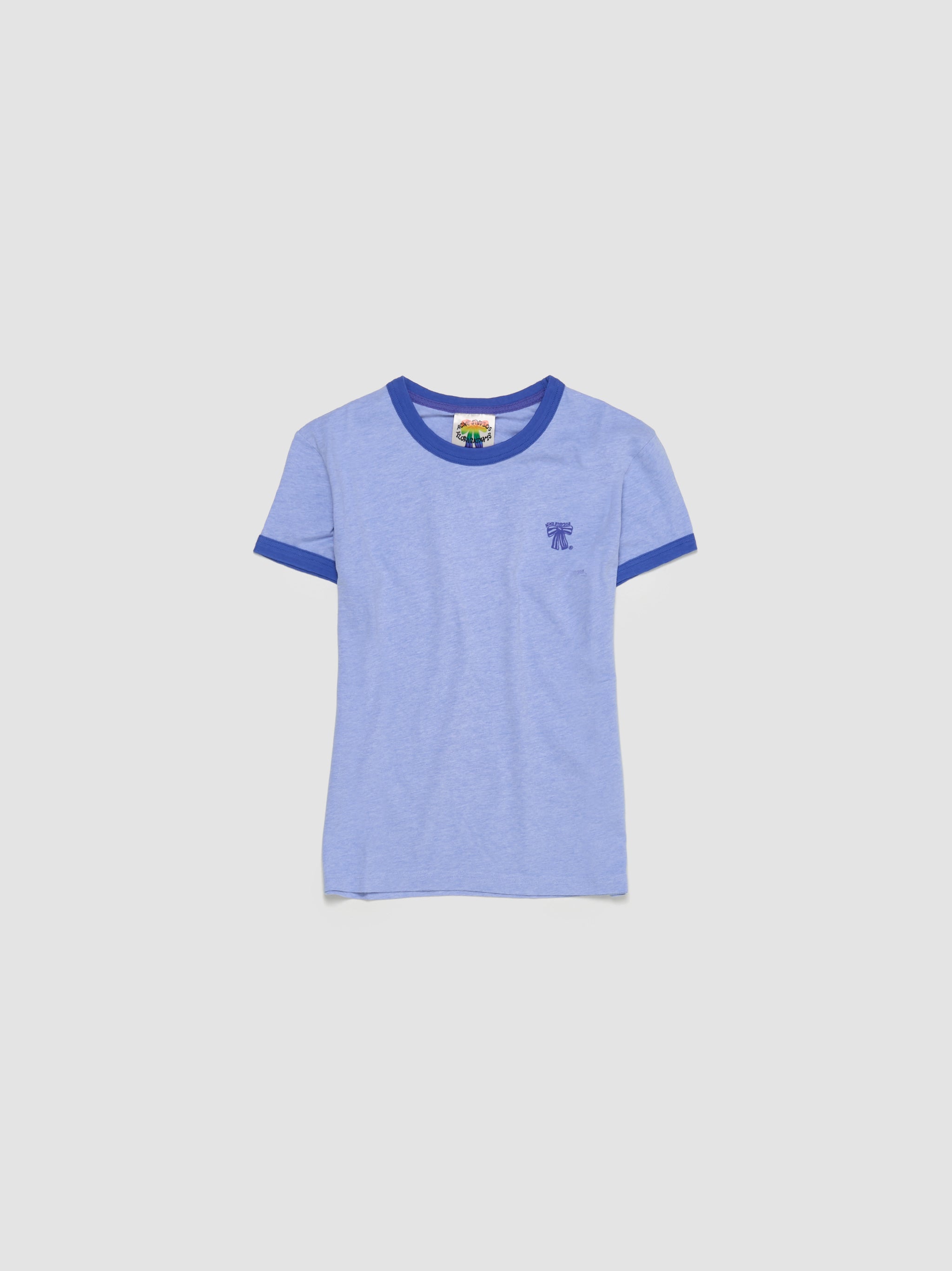 Bow Print T-Shirt in Faded Blue